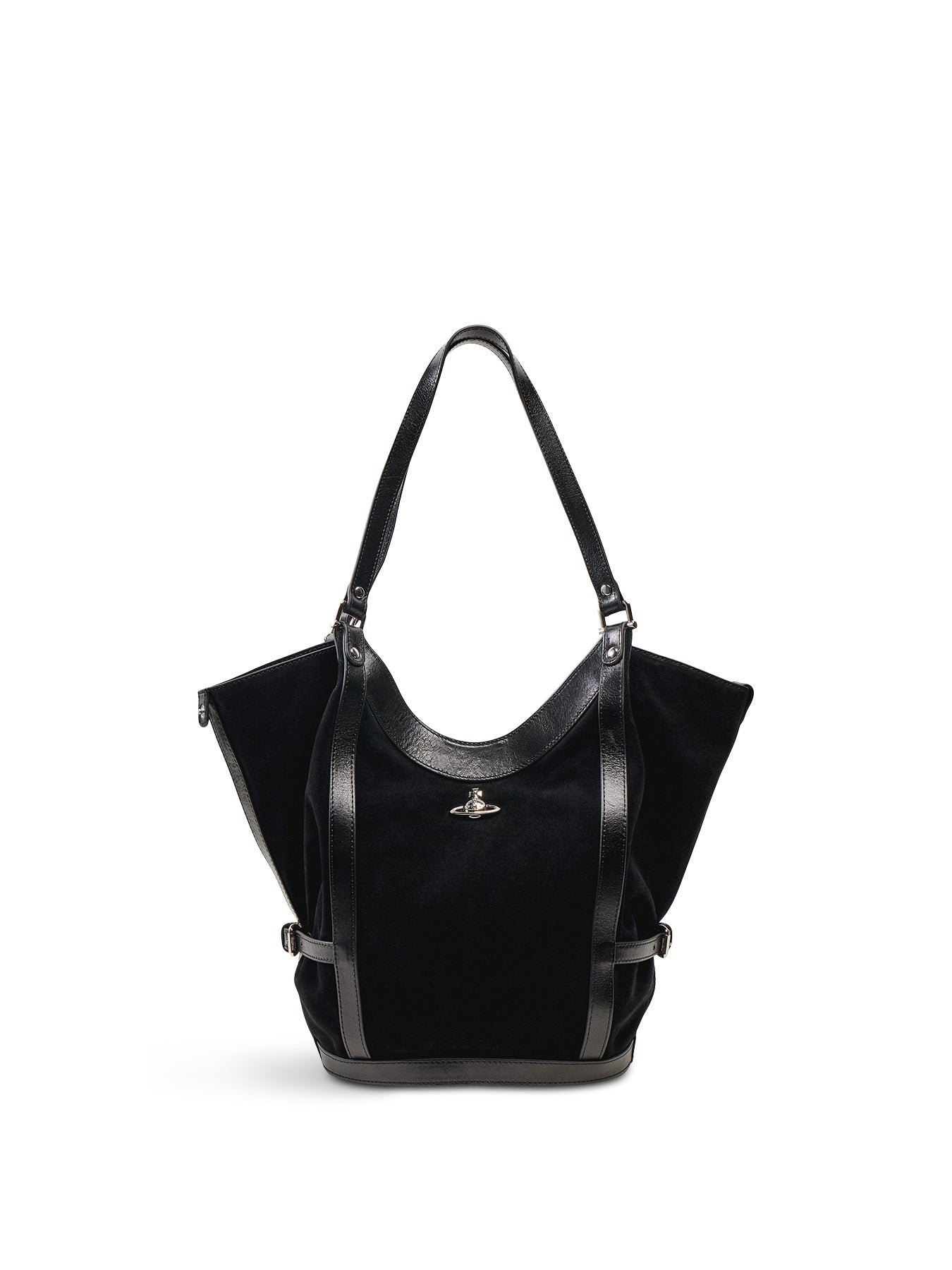 Olive Suede Large Shoulder Bag Black