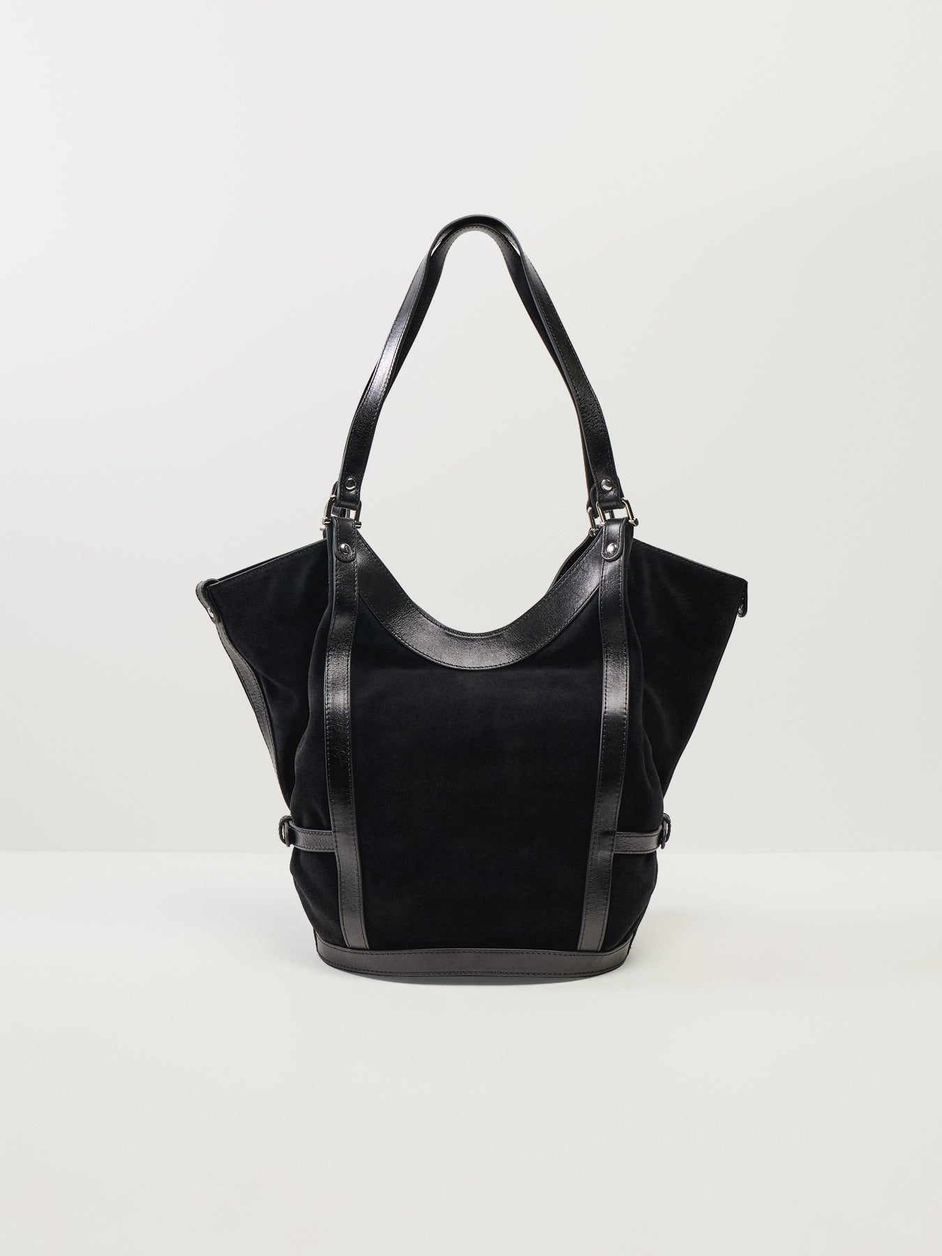 Olive Suede Large Shoulder Bag Black