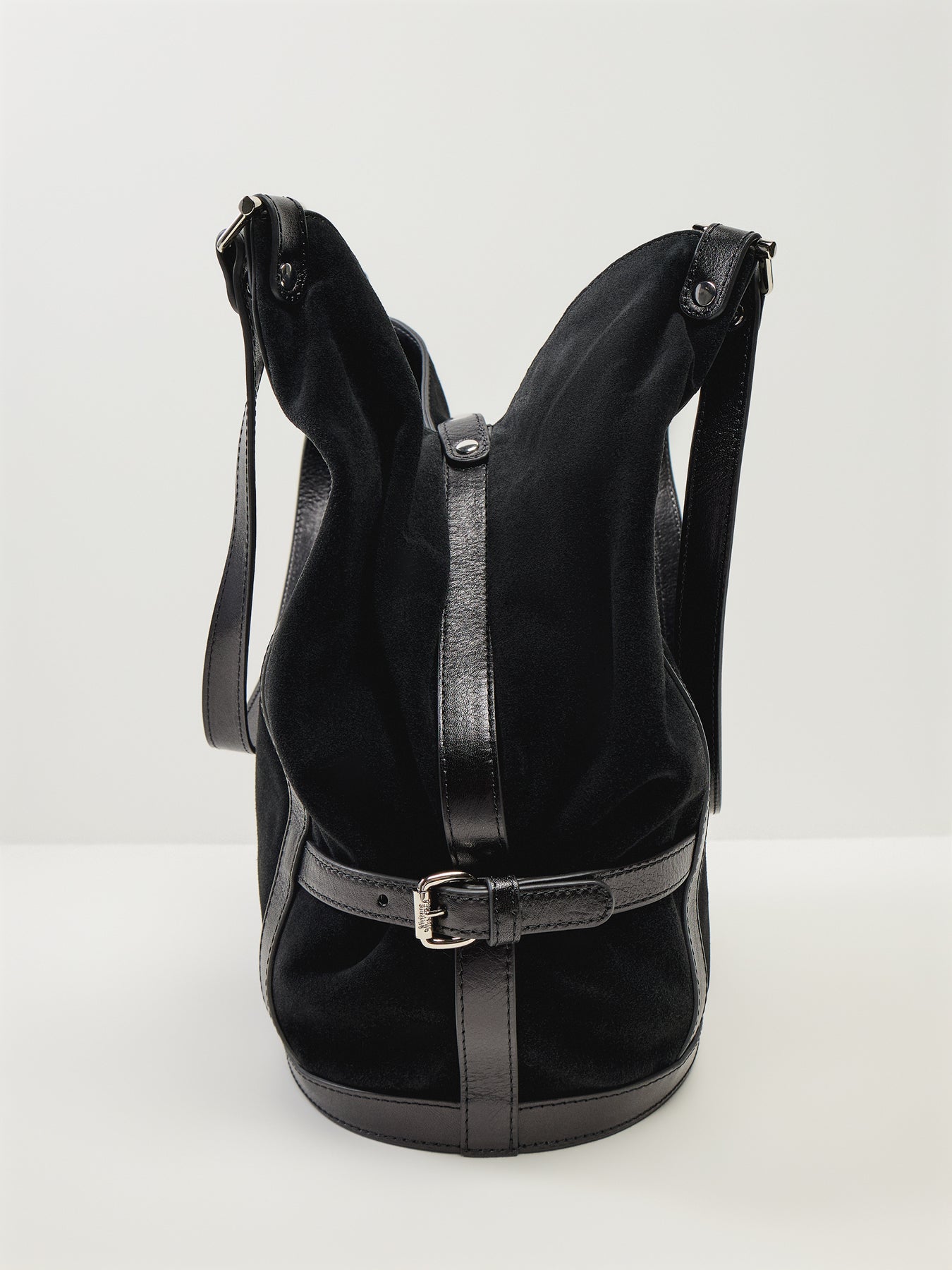 Olive Suede Large Shoulder Bag Black