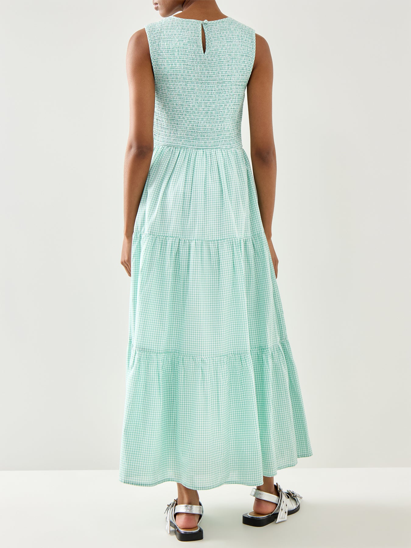 Sleeveless Charlie Gingham Midaxi Dress Blue