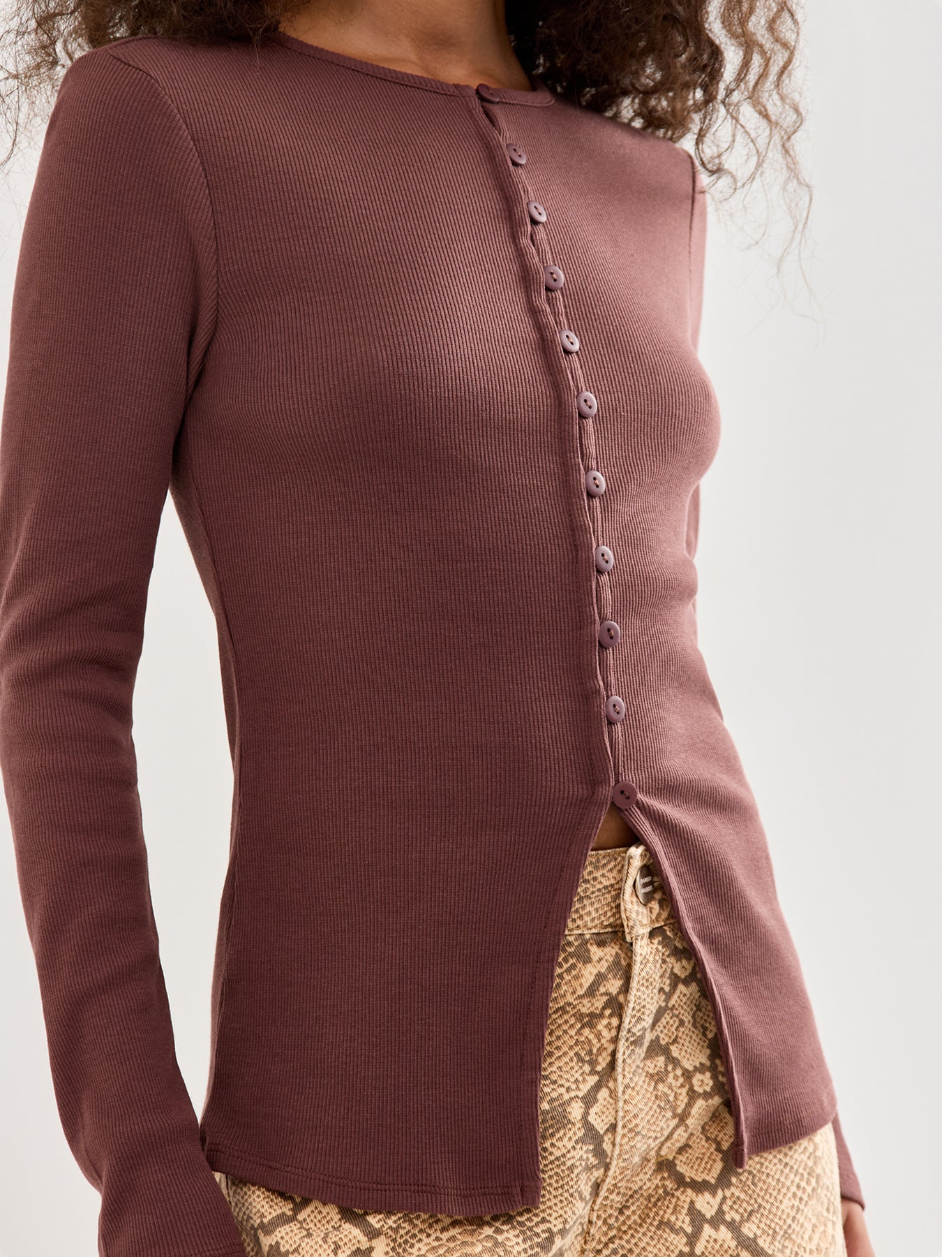 Rhea Ribbed Long Sleeves Waistcoat Top