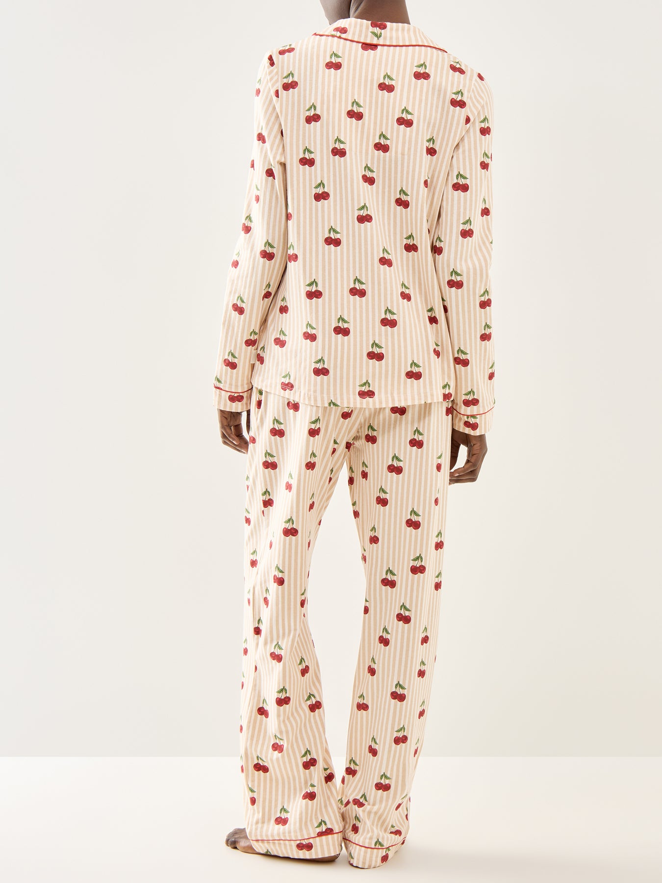 Ditsy Cherry Stripe Long PJ Set