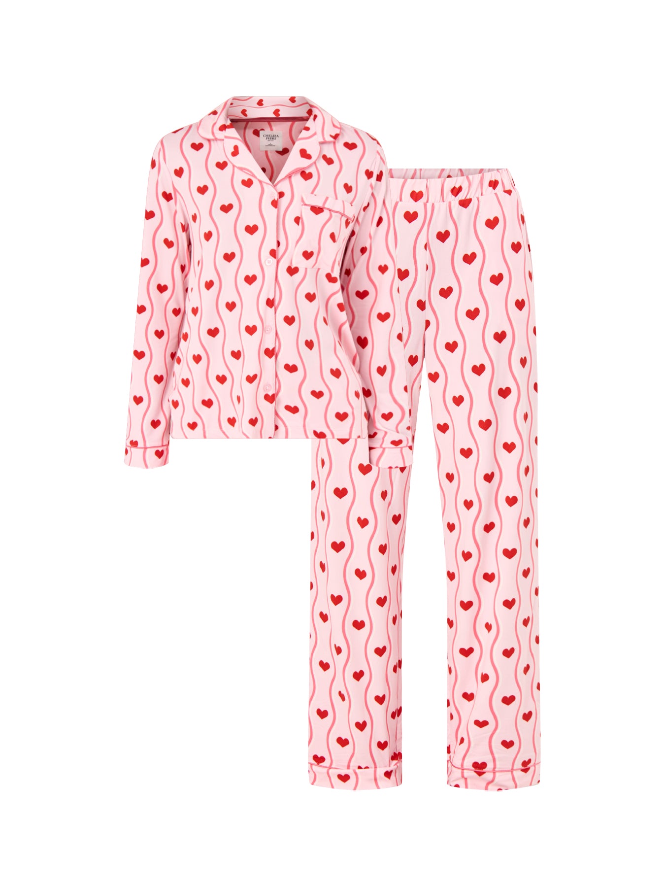 Heart Wave Long PJ Set Pink