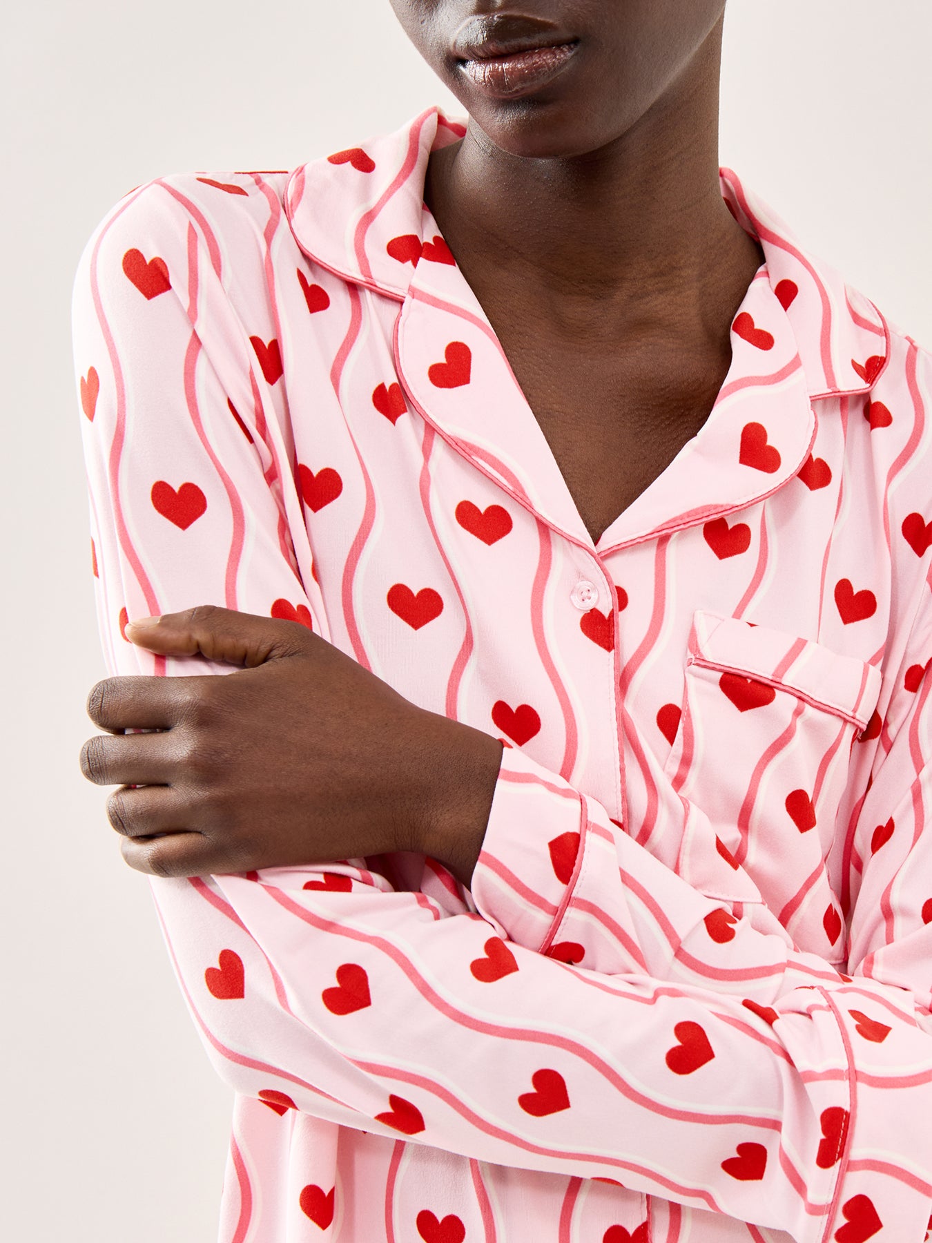 Heart Wave Long PJ Set Pink