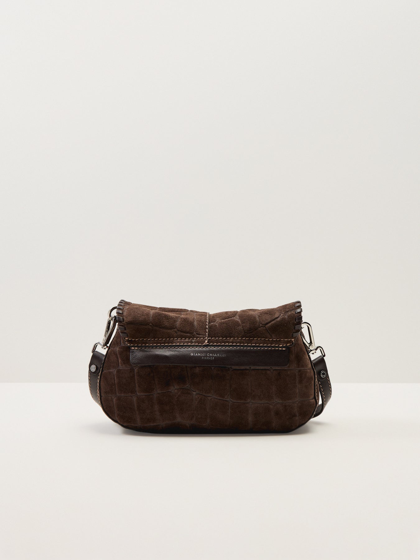 Helena Round Suede Croco Leather Small Crossbody