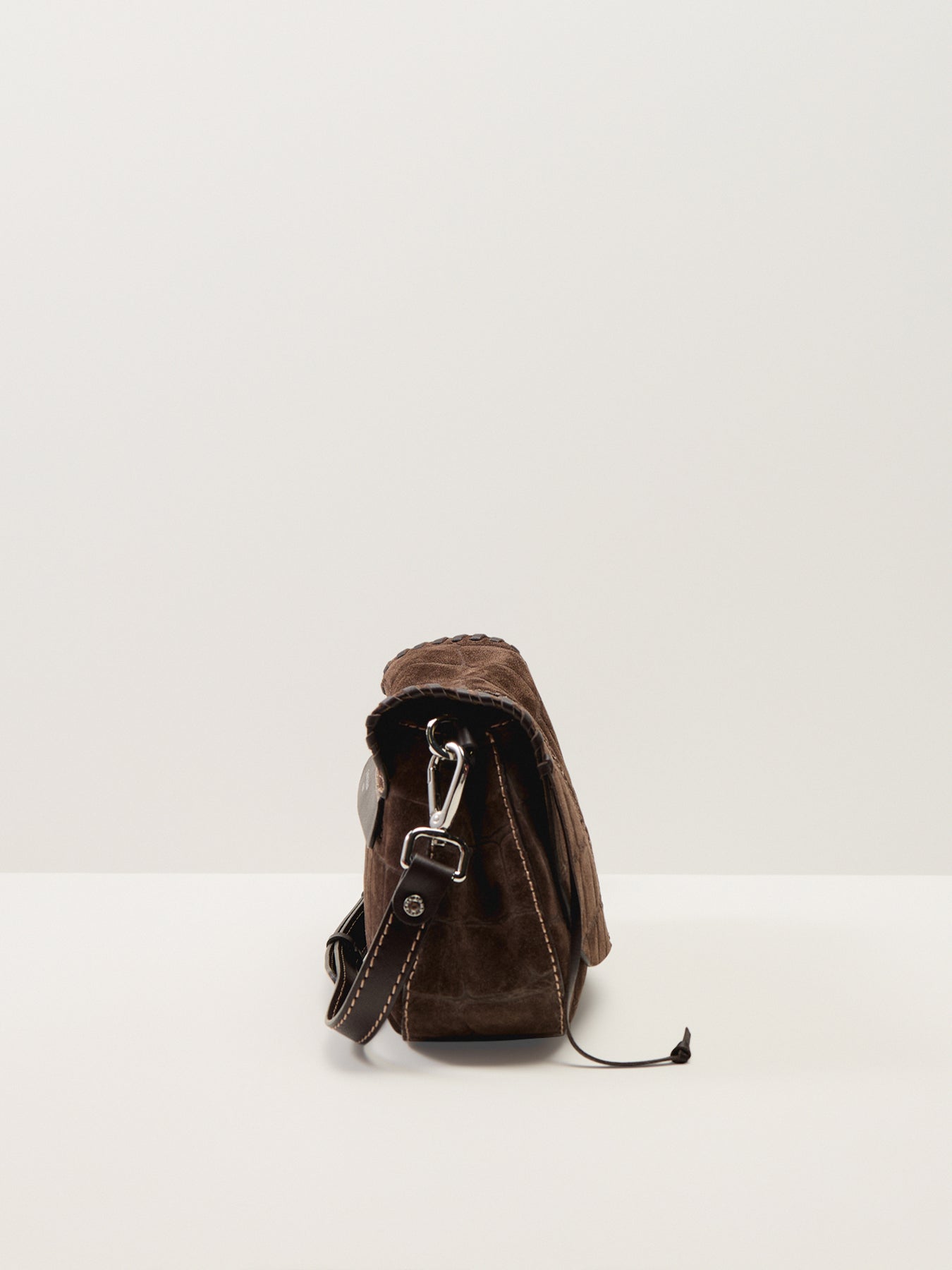 Helena Round Suede Croco Leather Small Crossbody