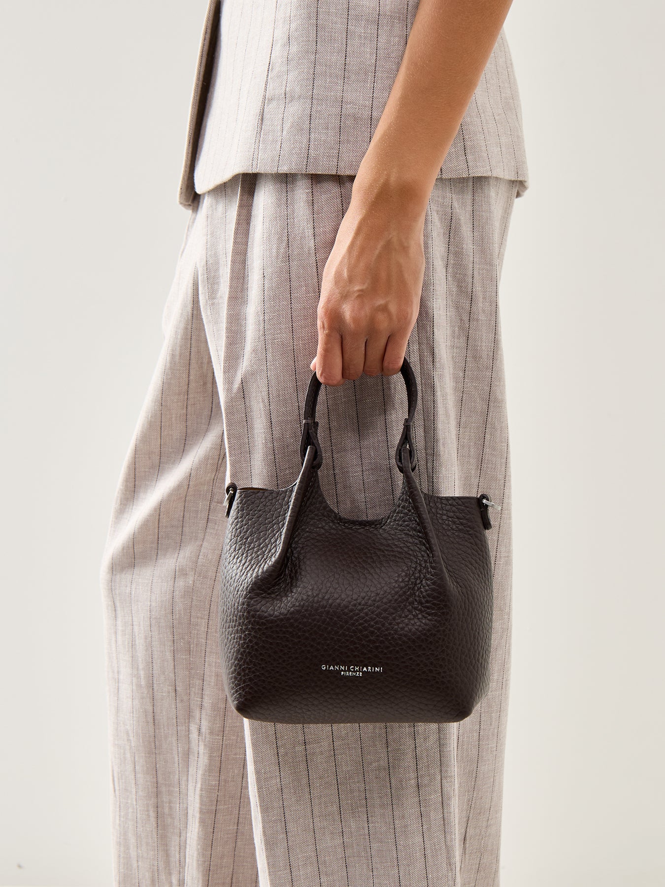 Dua Small Leather Crossbody Bag Espresso Brown