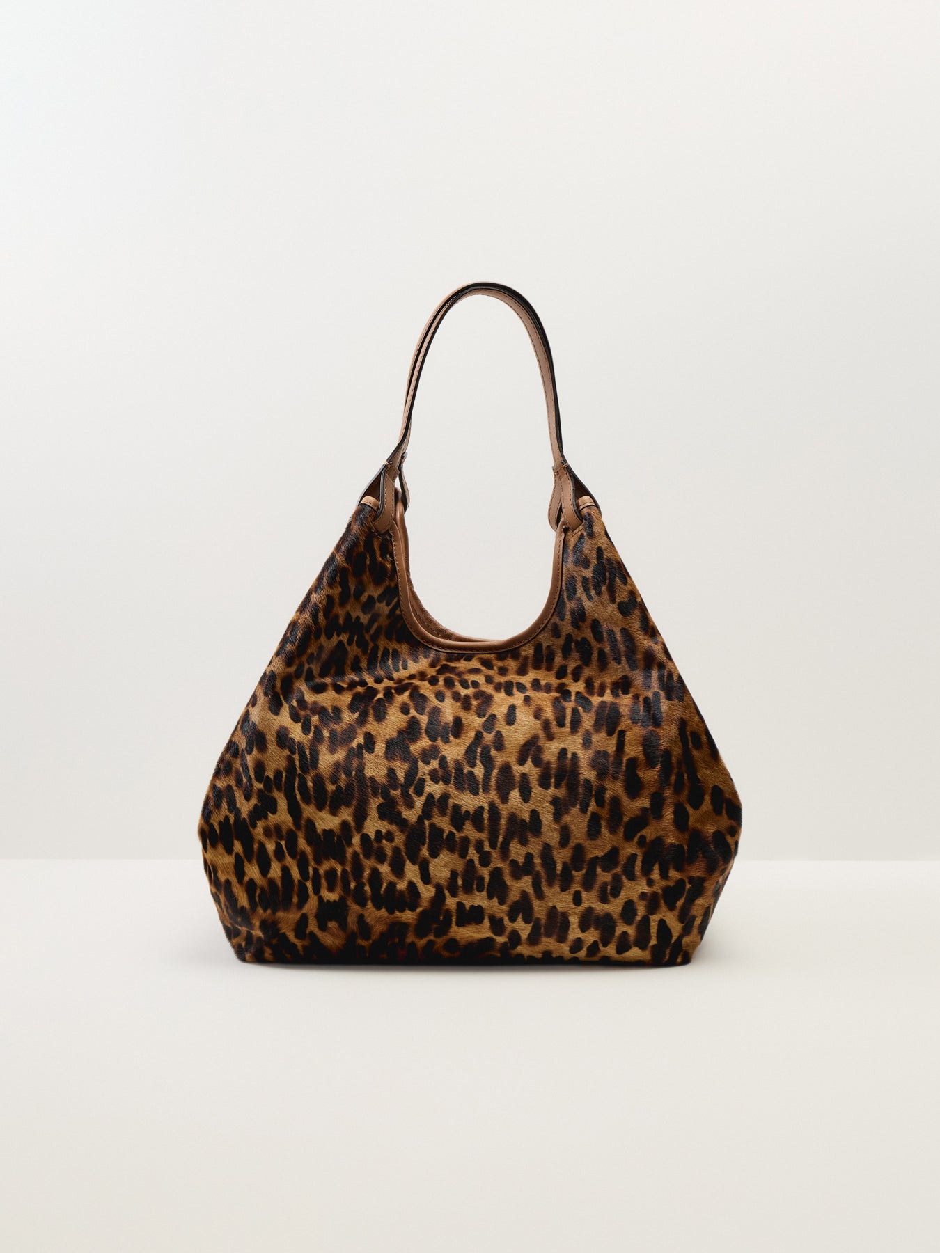 Dua Lynx Large Leather Shoulder Tote Leopard