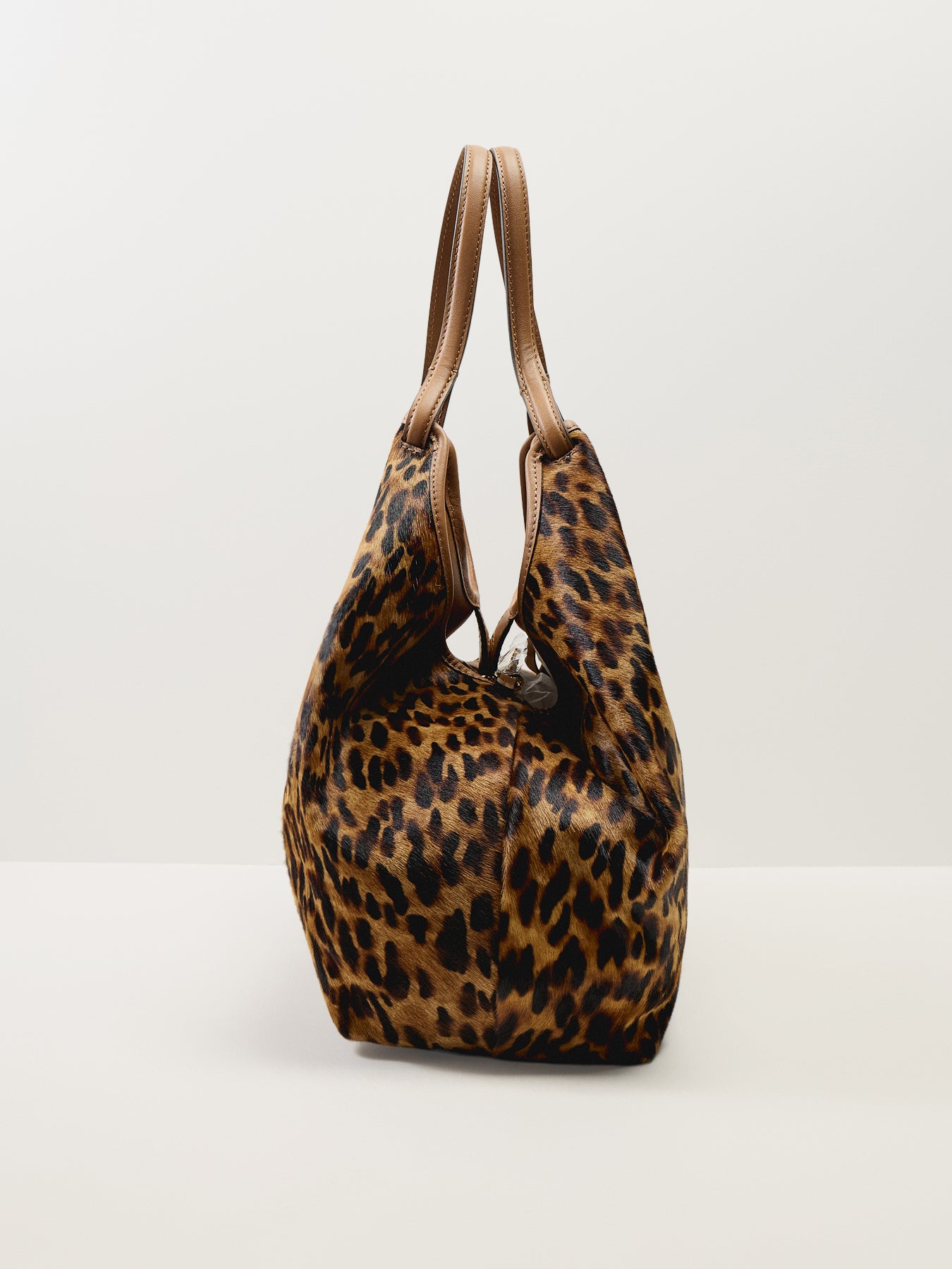 Dua Lynx Large Leather Shoulder Tote Leopard