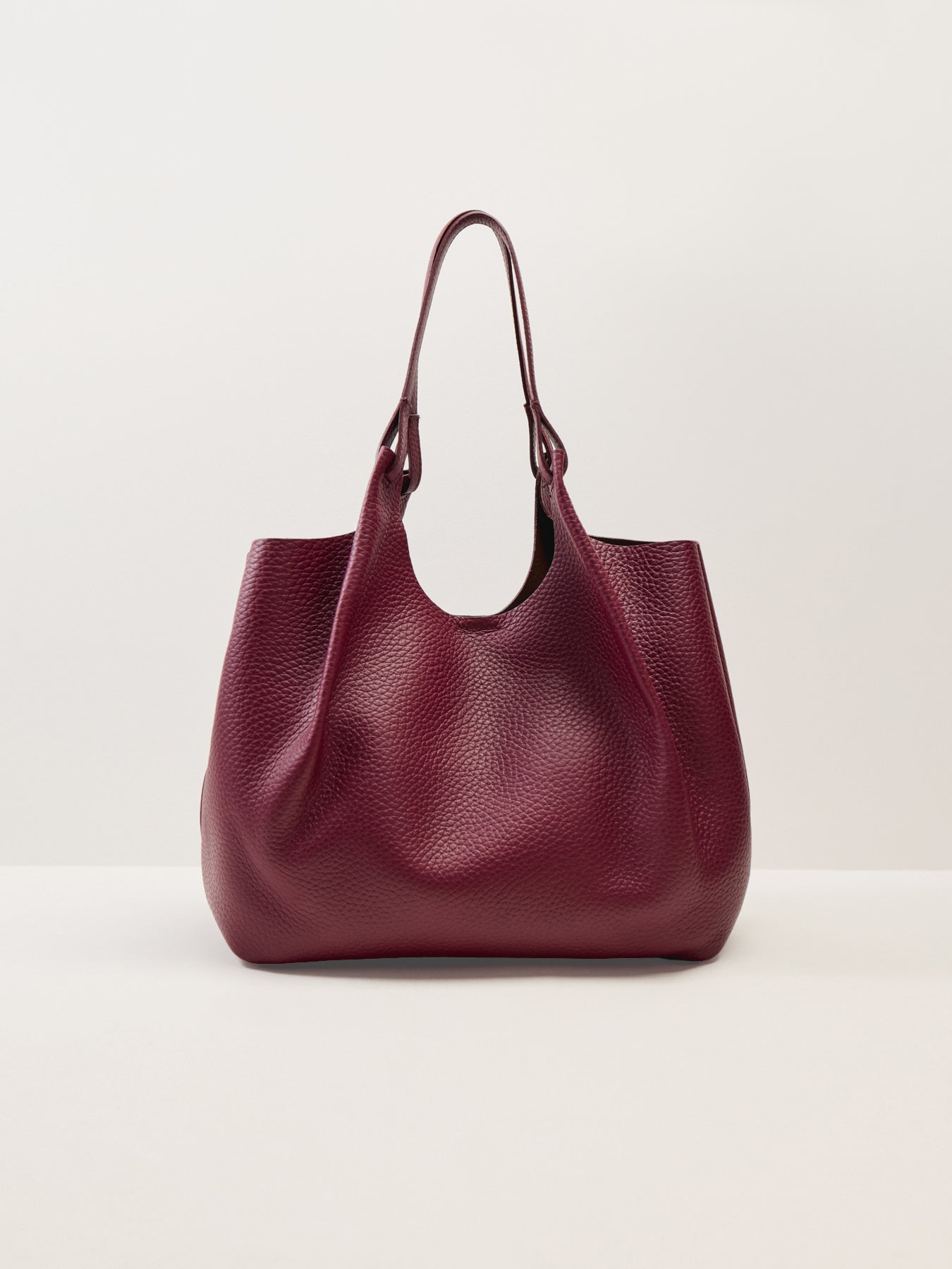 Dua Large Shoulder Leather Tote Bag Berry Wine
