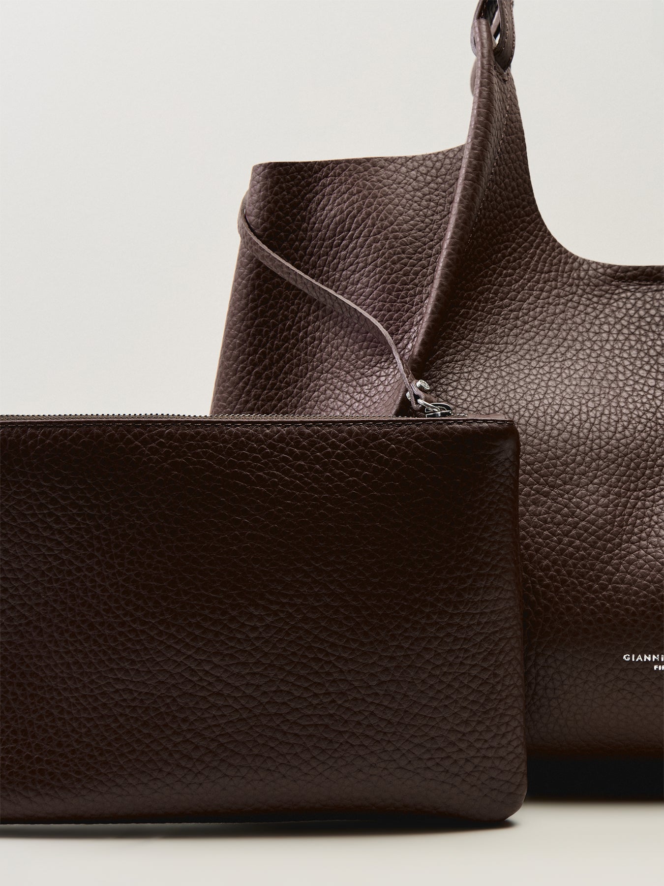 Dua Large Shoulder Leather Tote Bag Espresso Brown