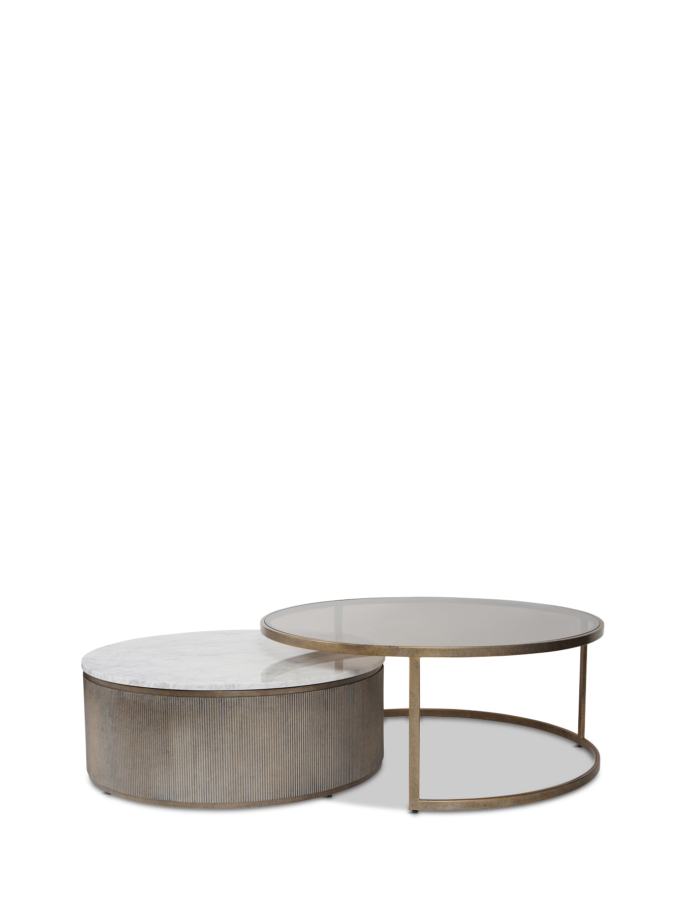 Belvedere Aged Gold Set of 2 Nesting Coffee Tables