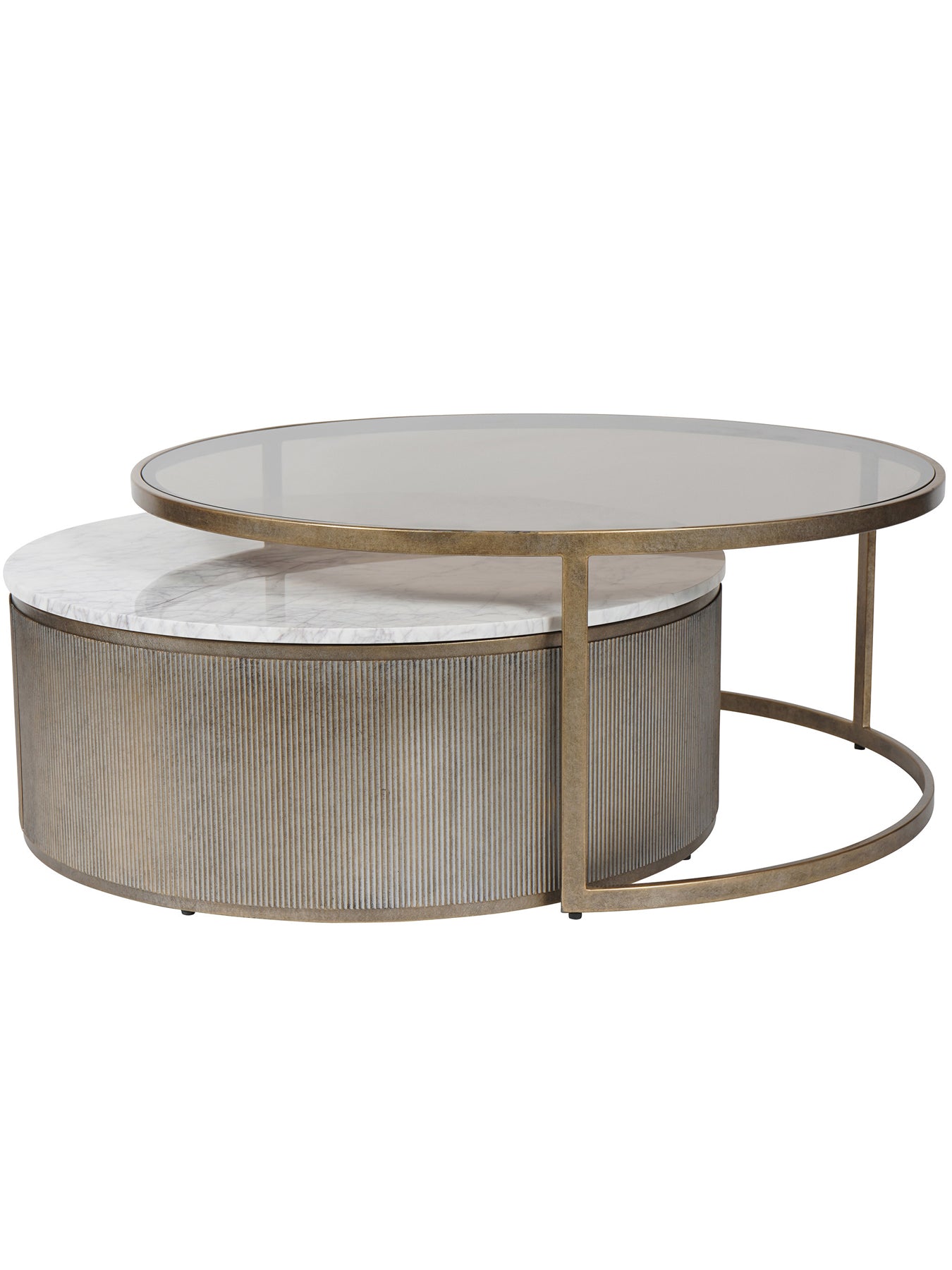 Belvedere Aged Gold Set of 2 Nesting Coffee Tables