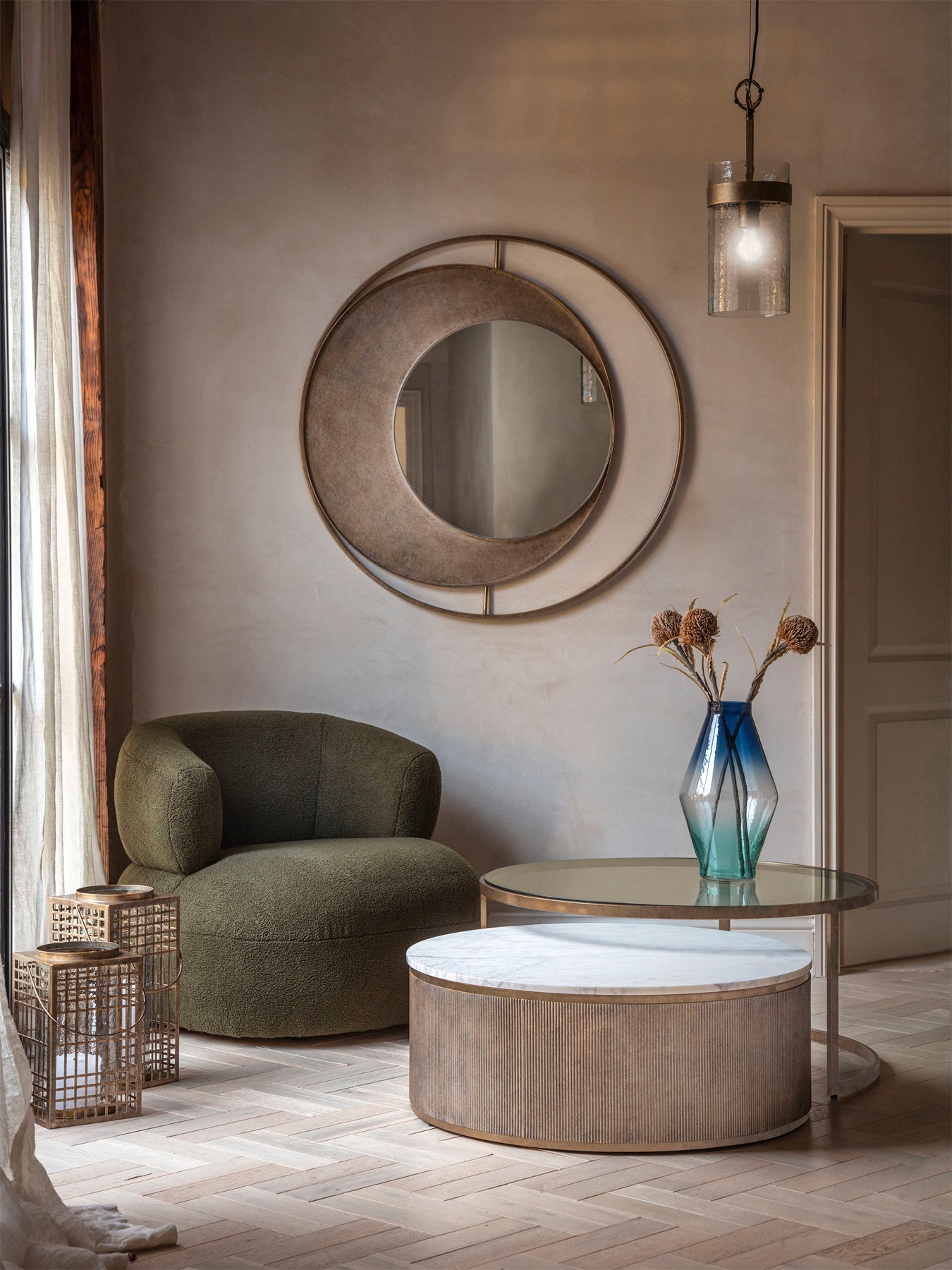 Belvedere Aged Gold Set of 2 Nesting Coffee Tables