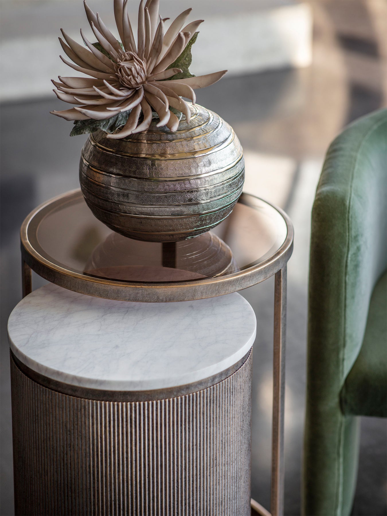 Belvedere Aged Gold Set Of 2 Nesting Side Tables