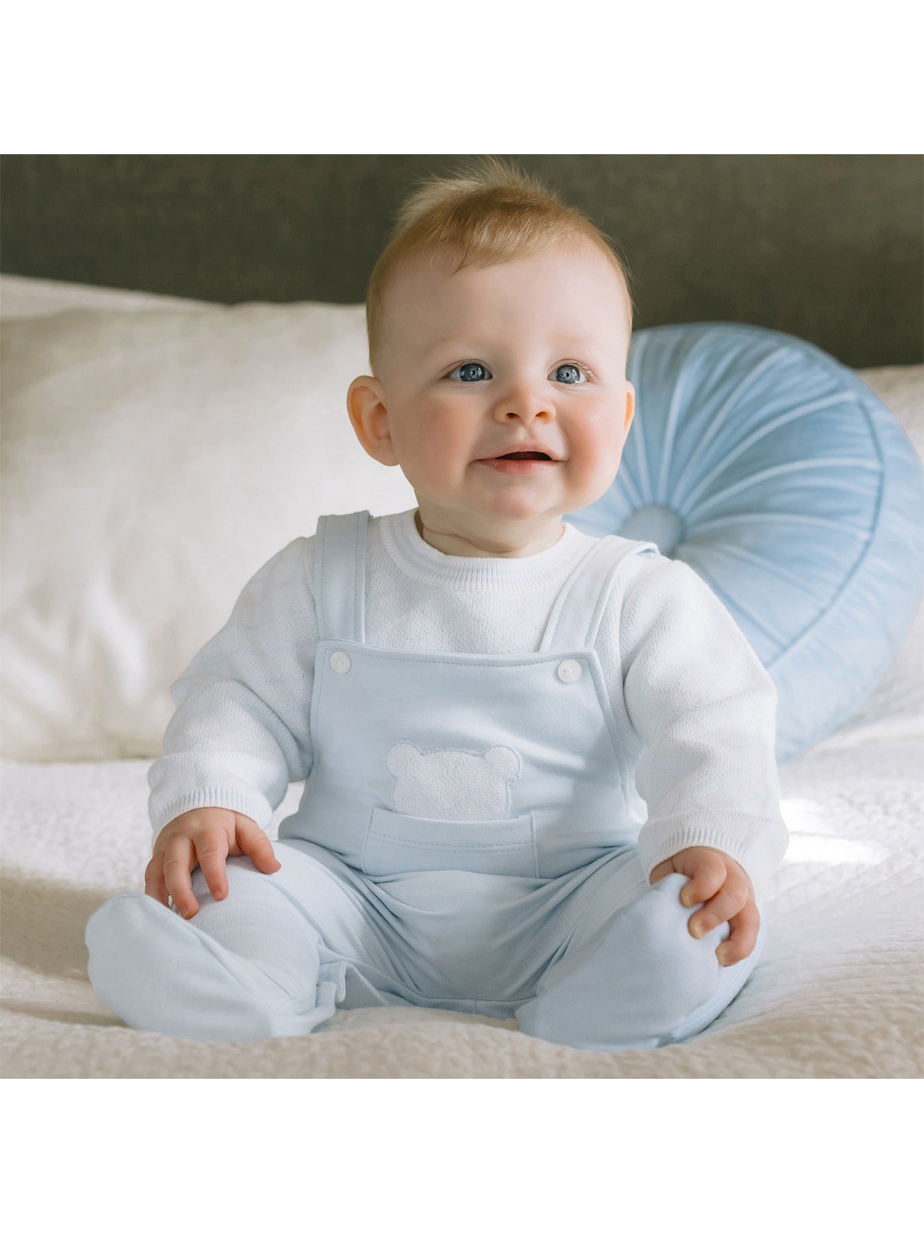 Kit 2-in-1 Dungaree with Knit Top & Teddy Applique Blue