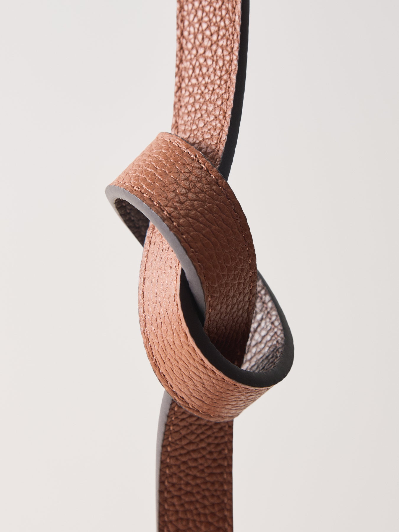 Reversible Skinny Leather Belt Tan