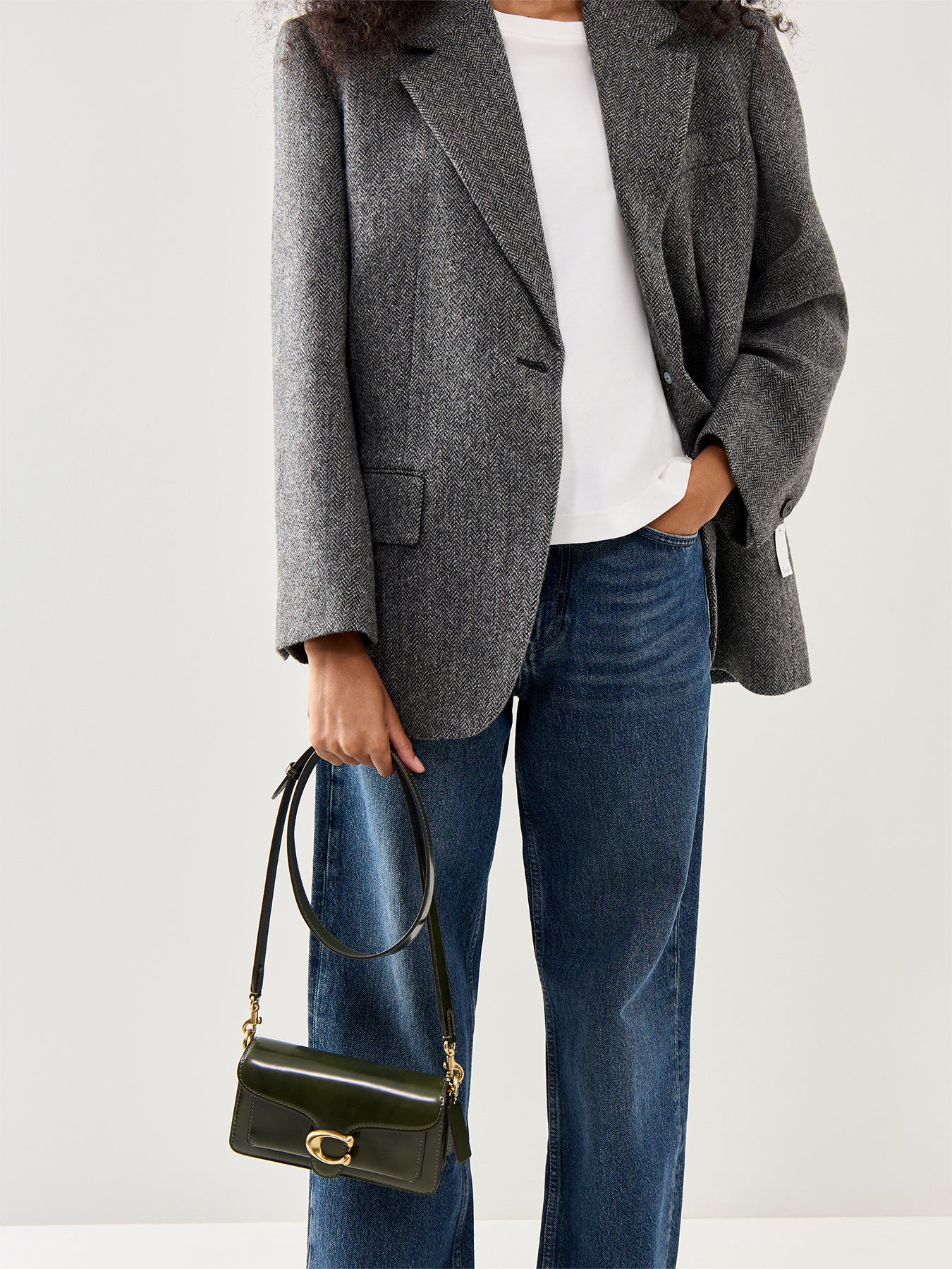 Spazzolato Leather Tabby Shoulder Bag 20 Olive