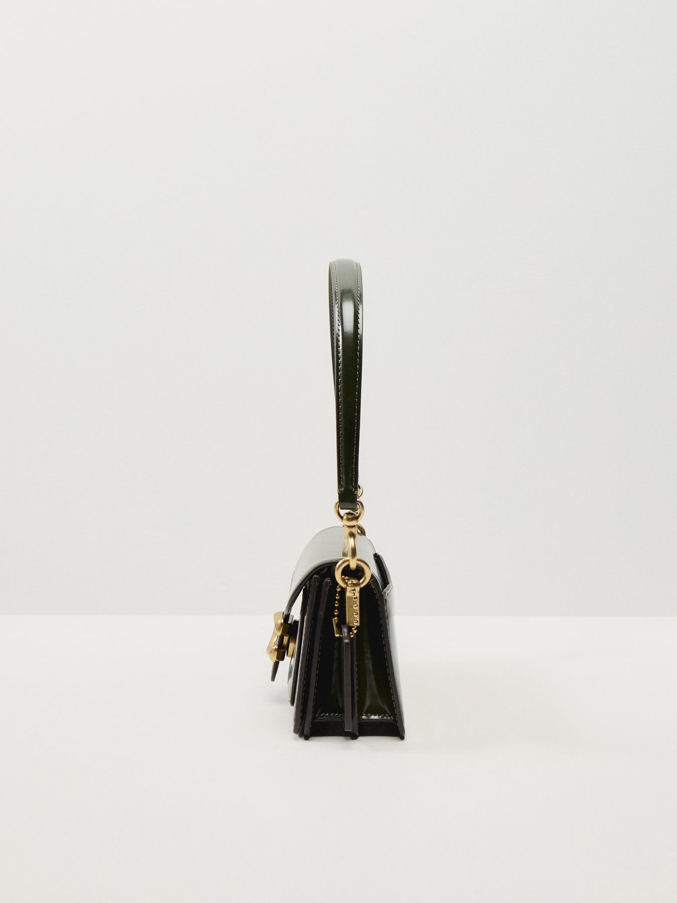 Spazzolato Leather Tabby Shoulder Bag 20 Olive