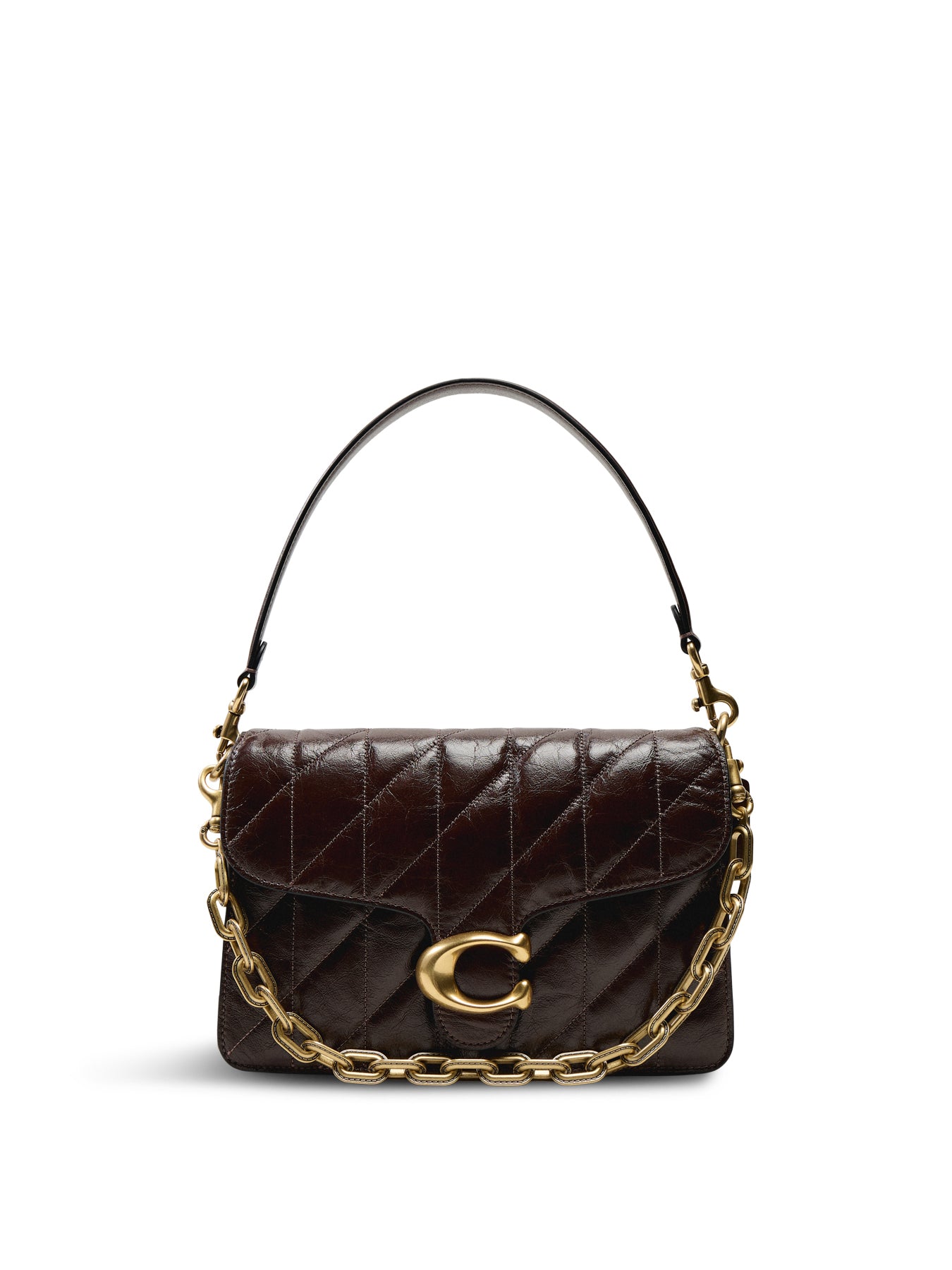Quilted Glazed Leather Chain Tabby Shoulder Bag Maple