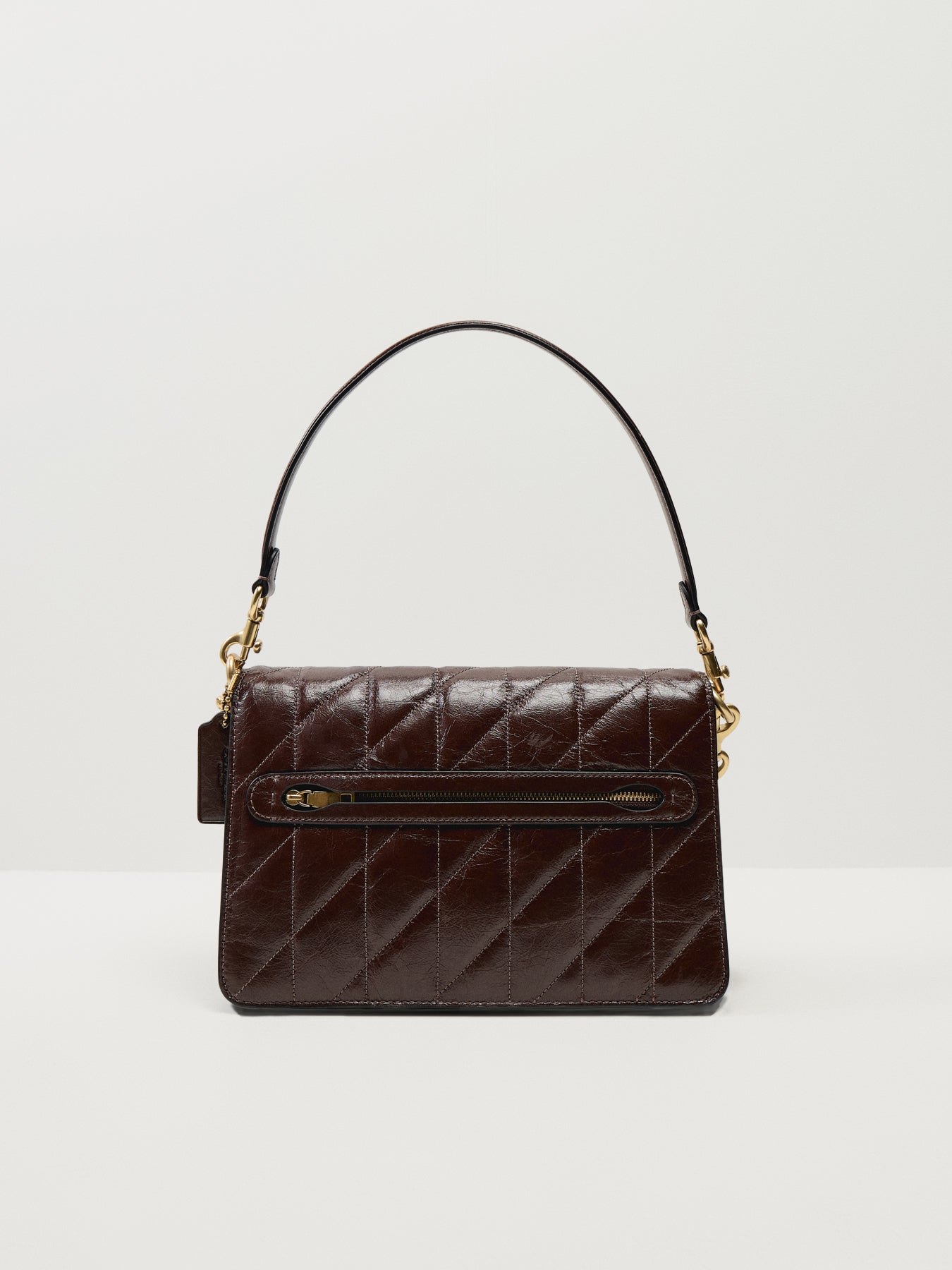 Quilted Glazed Leather Chain Tabby Shoulder Bag Maple