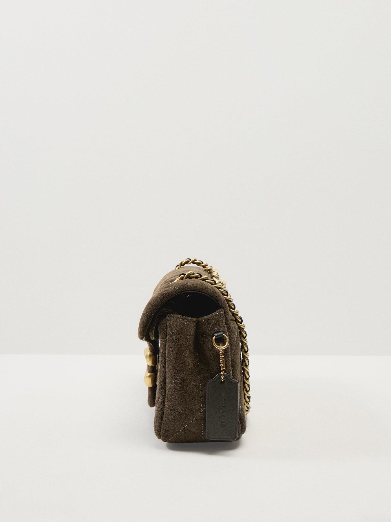 Quilted Suede Tabby Shoulder Bag 26 With Chain Olive