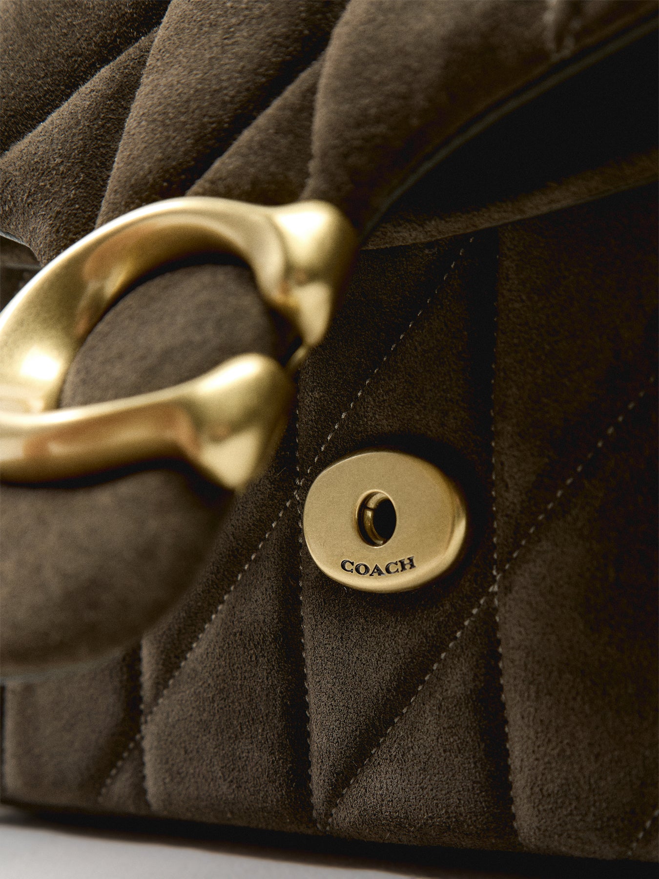 Quilted Suede Tabby Shoulder Bag 26 With Chain Olive