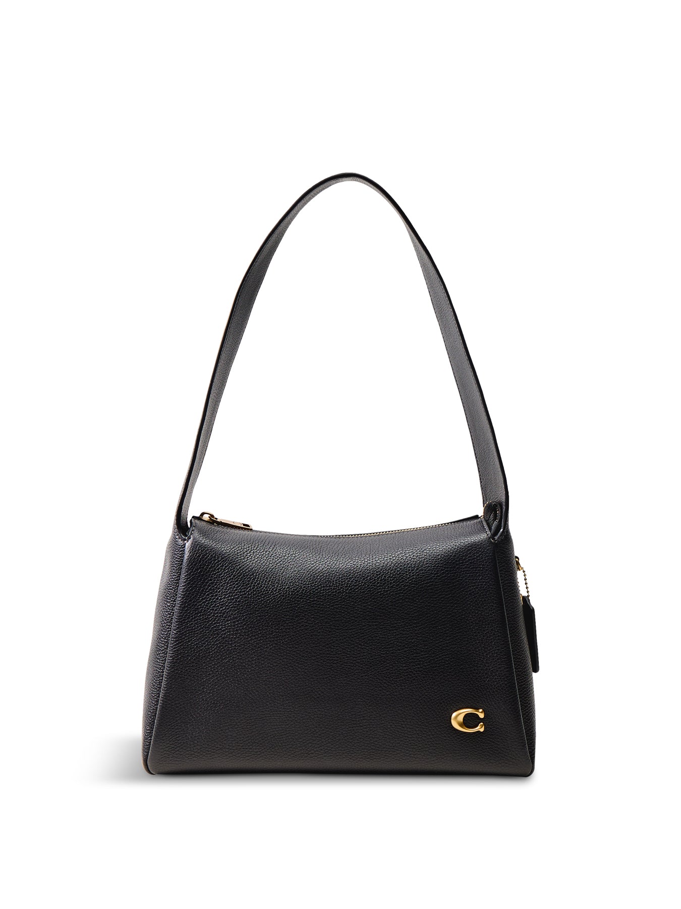Polished Pebble Leather Lola Black Shoulder Bag