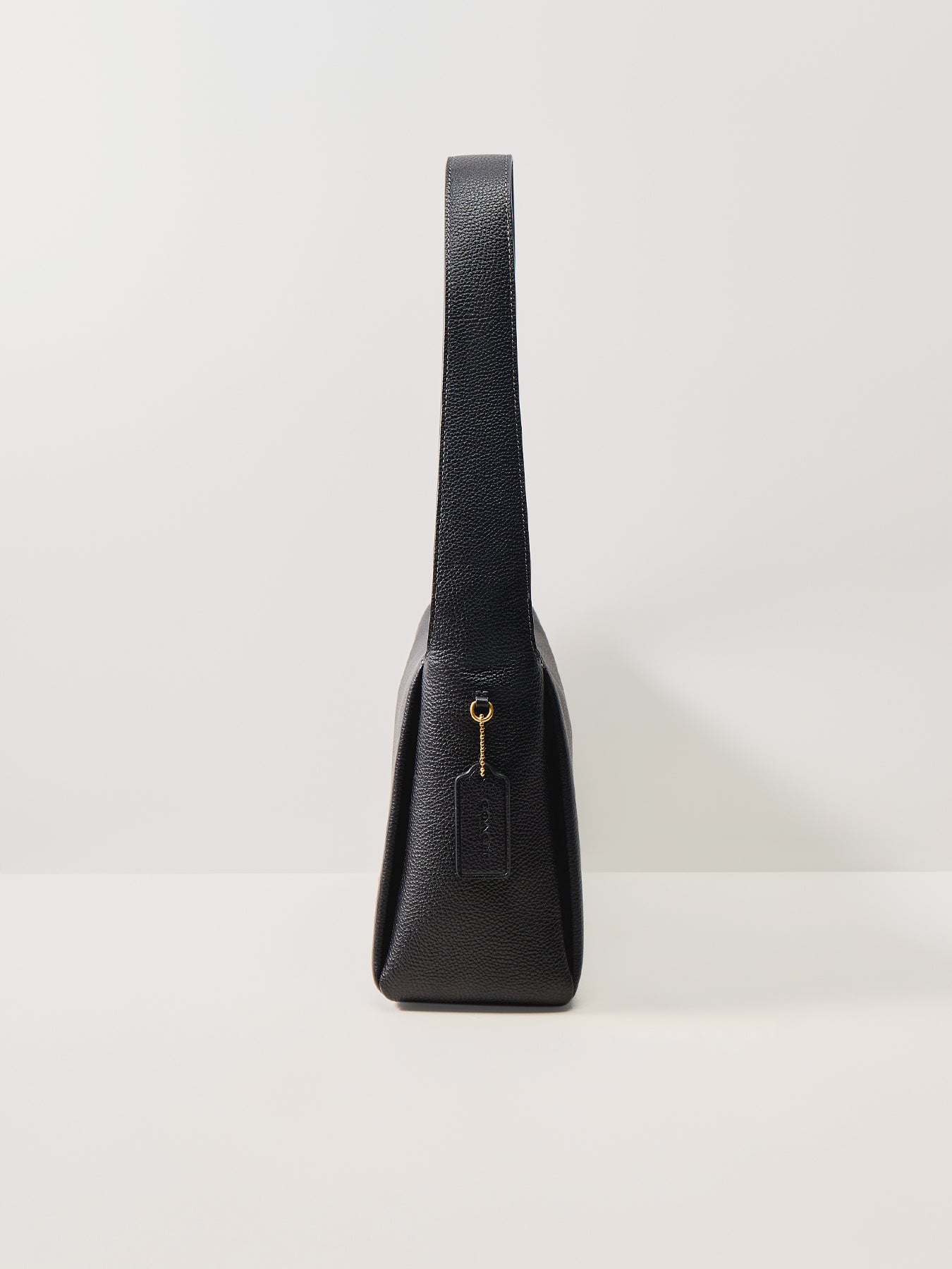 Polished Pebble Leather Lola Black Shoulder Bag