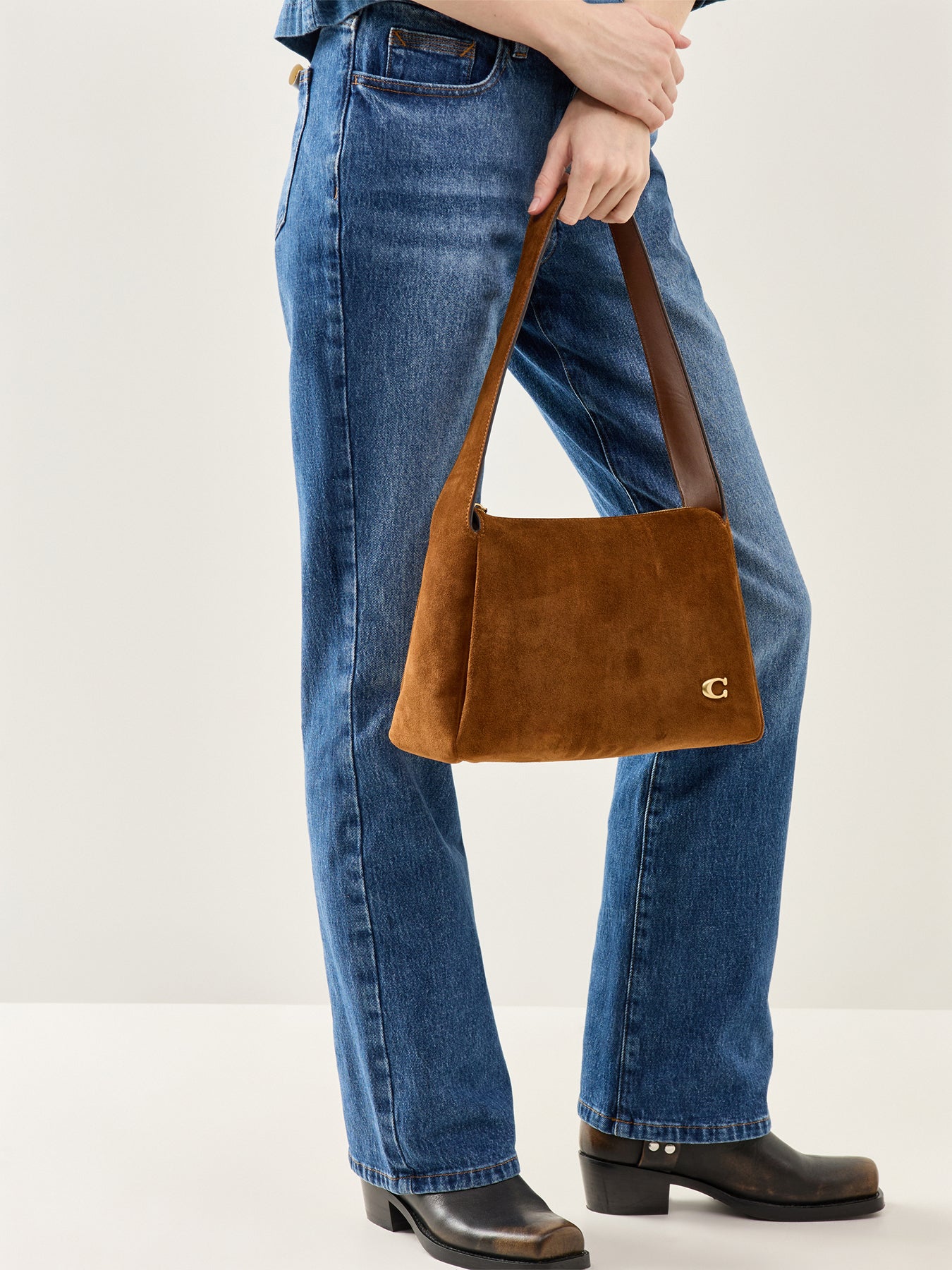 Lola Suede Shoulder Bag Warm Brown