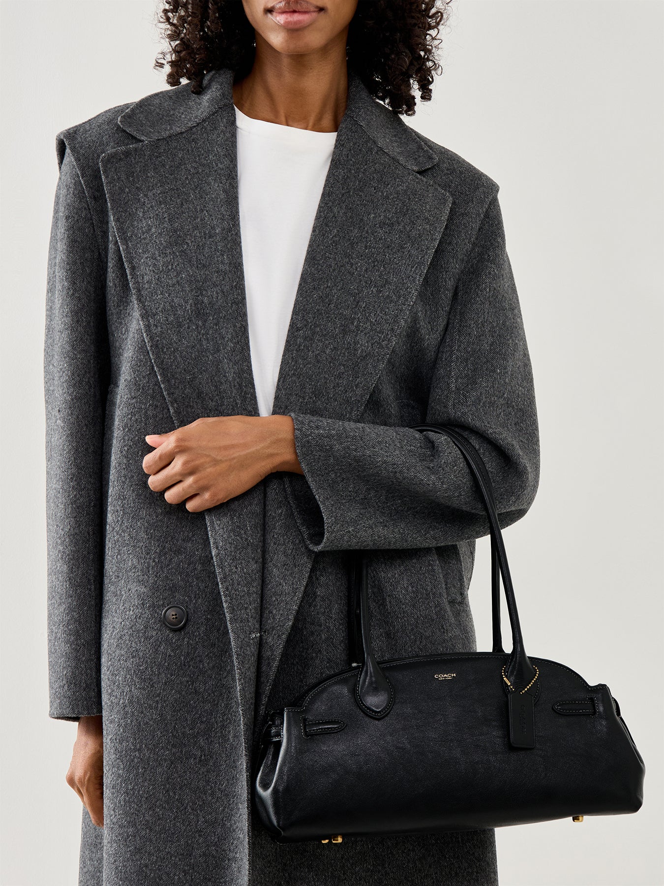 Glazed Leather Empire Carryall 34 Black