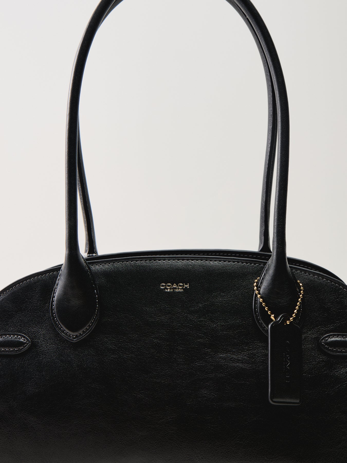 Glazed Leather Empire Carryall 34 Black