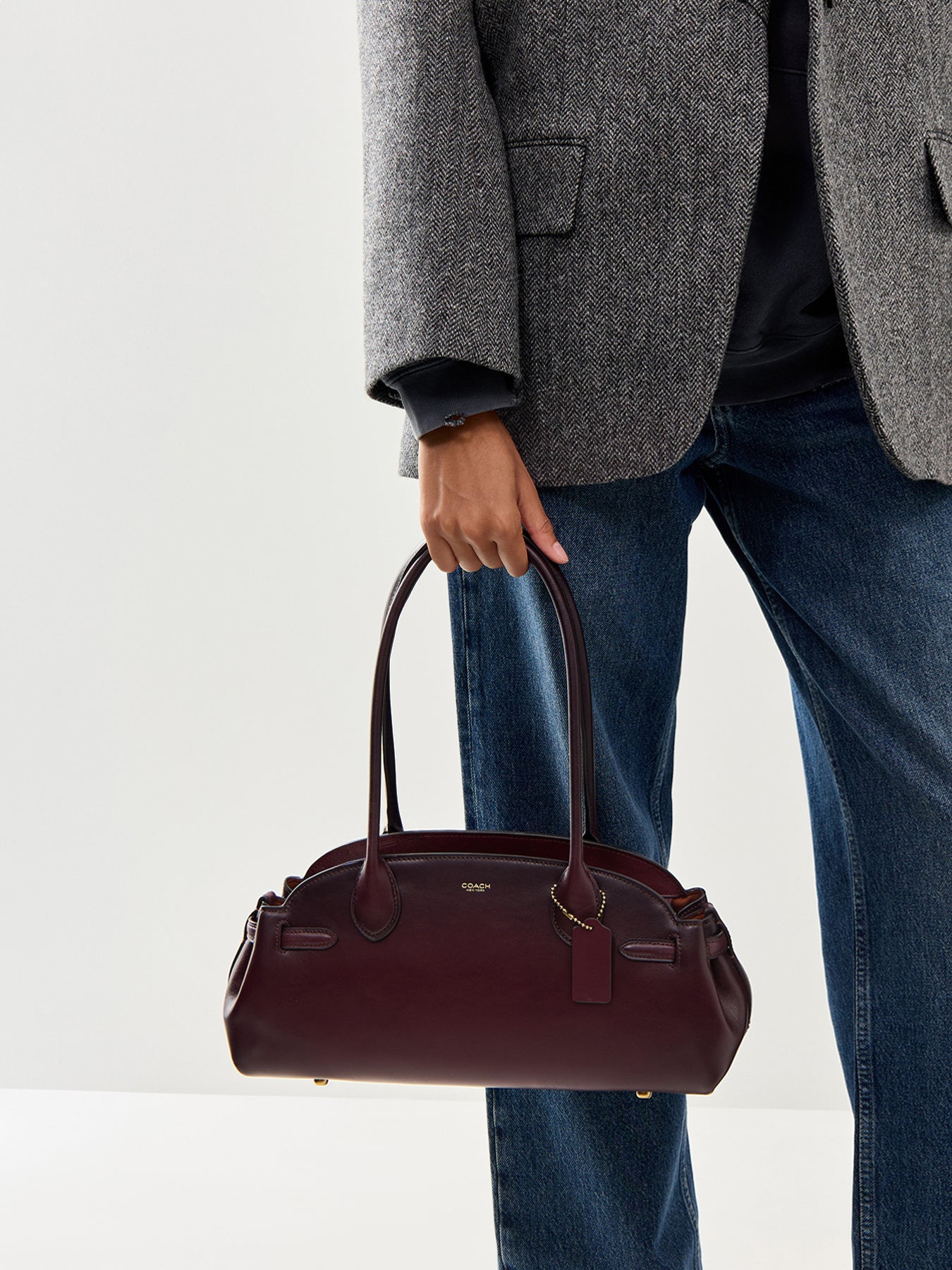 Natural Grain Leather Empire Carryall 34 Merlot