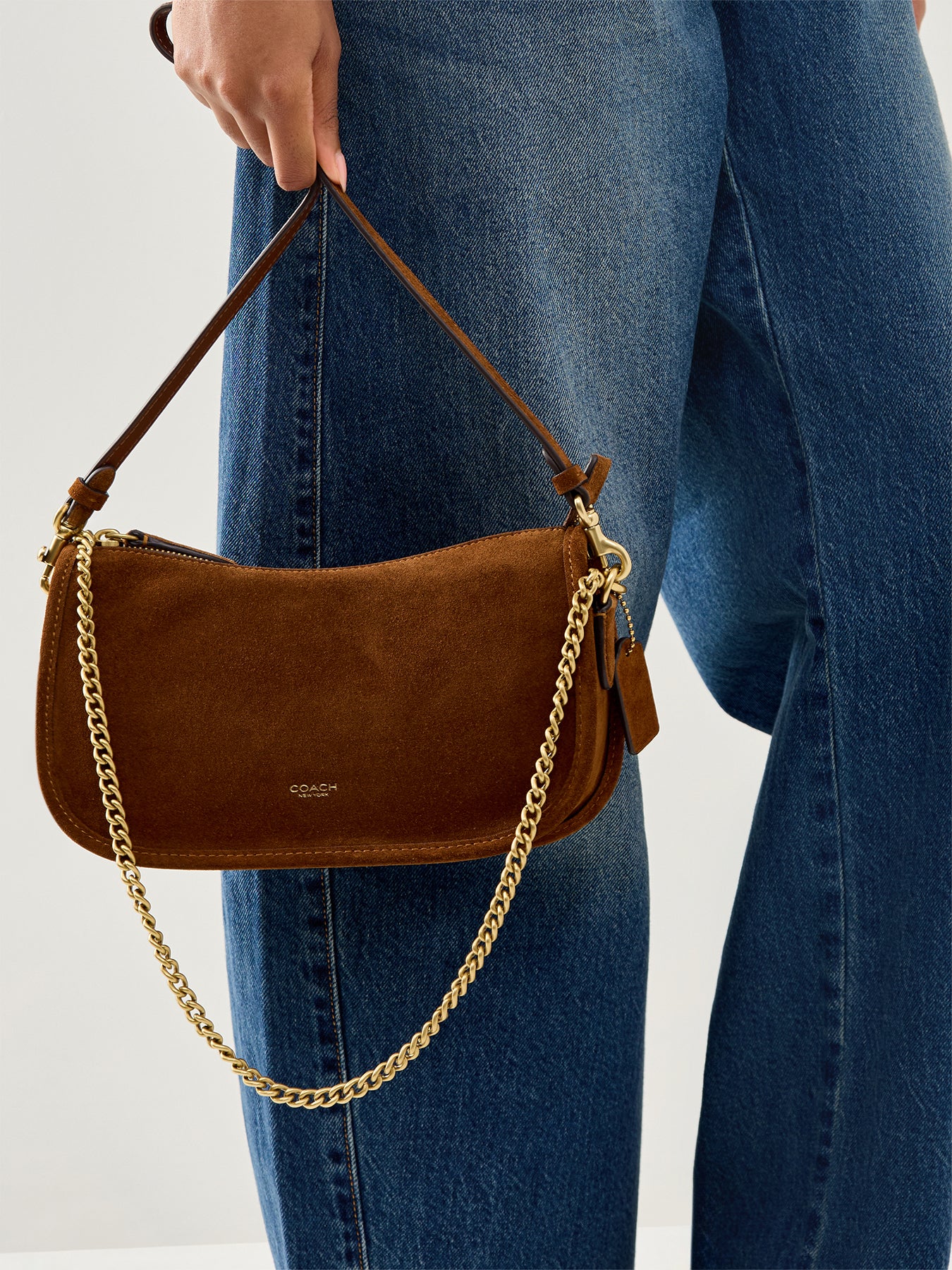Waverly Suede Shoulder Bag Brown