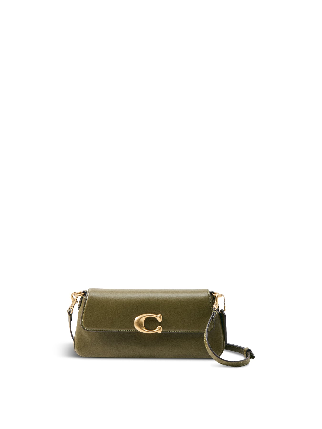 Refined Calf Leather Jet Shoulder Bag Olive