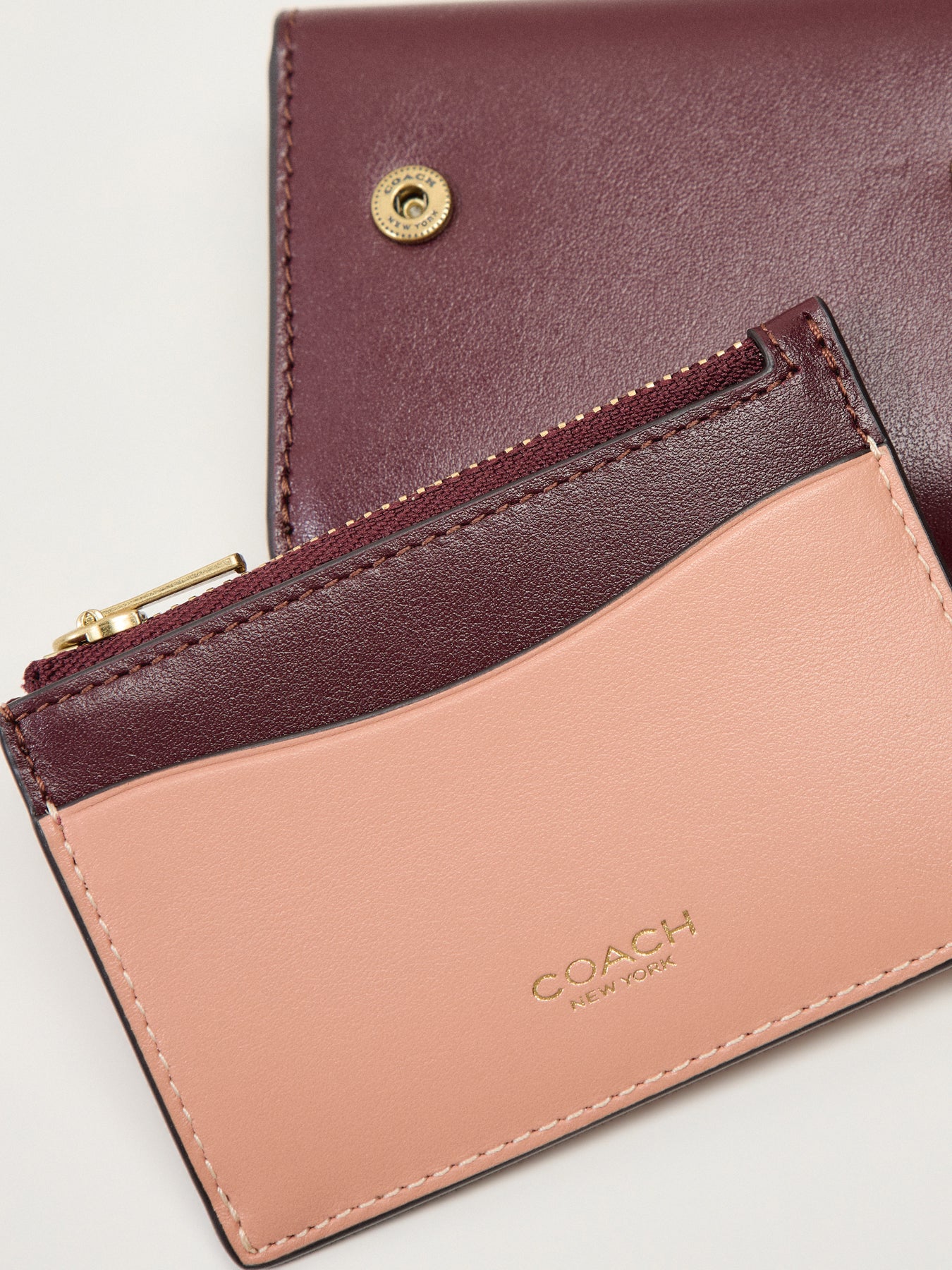 Colorblock Leather Essential Card Holder Wallet Merlot Multi