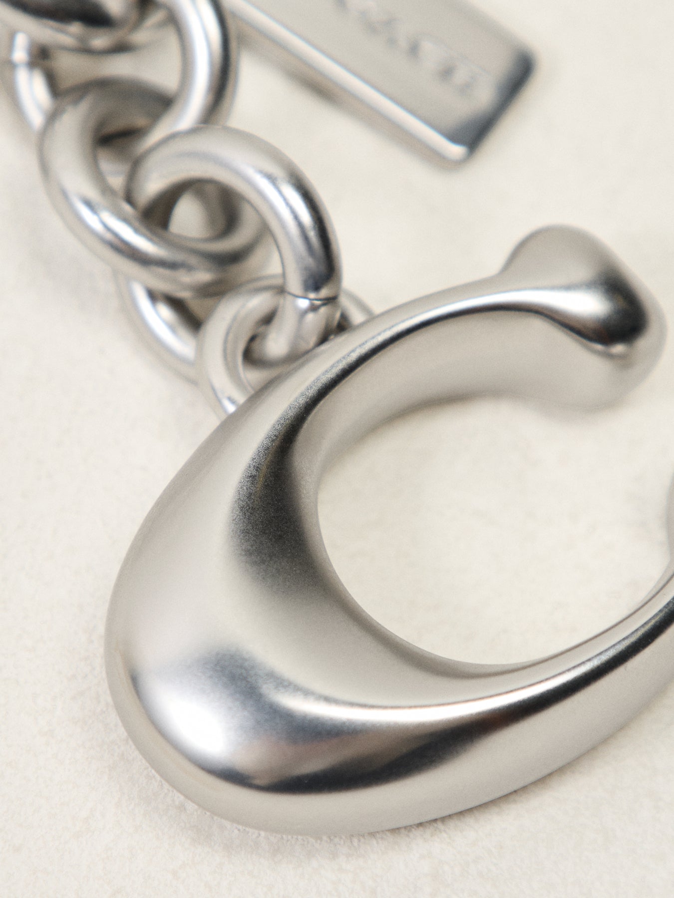 Solid C Bag Charm Silver