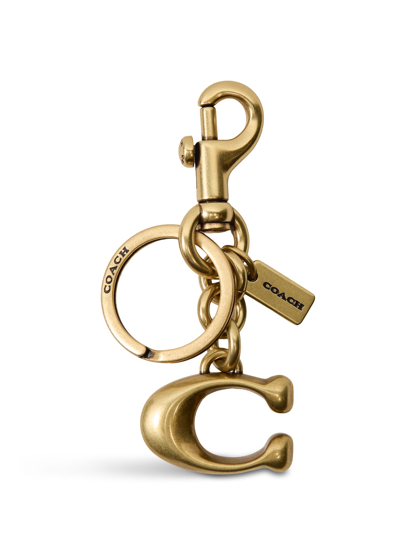 Solid C Bag Charm Brass