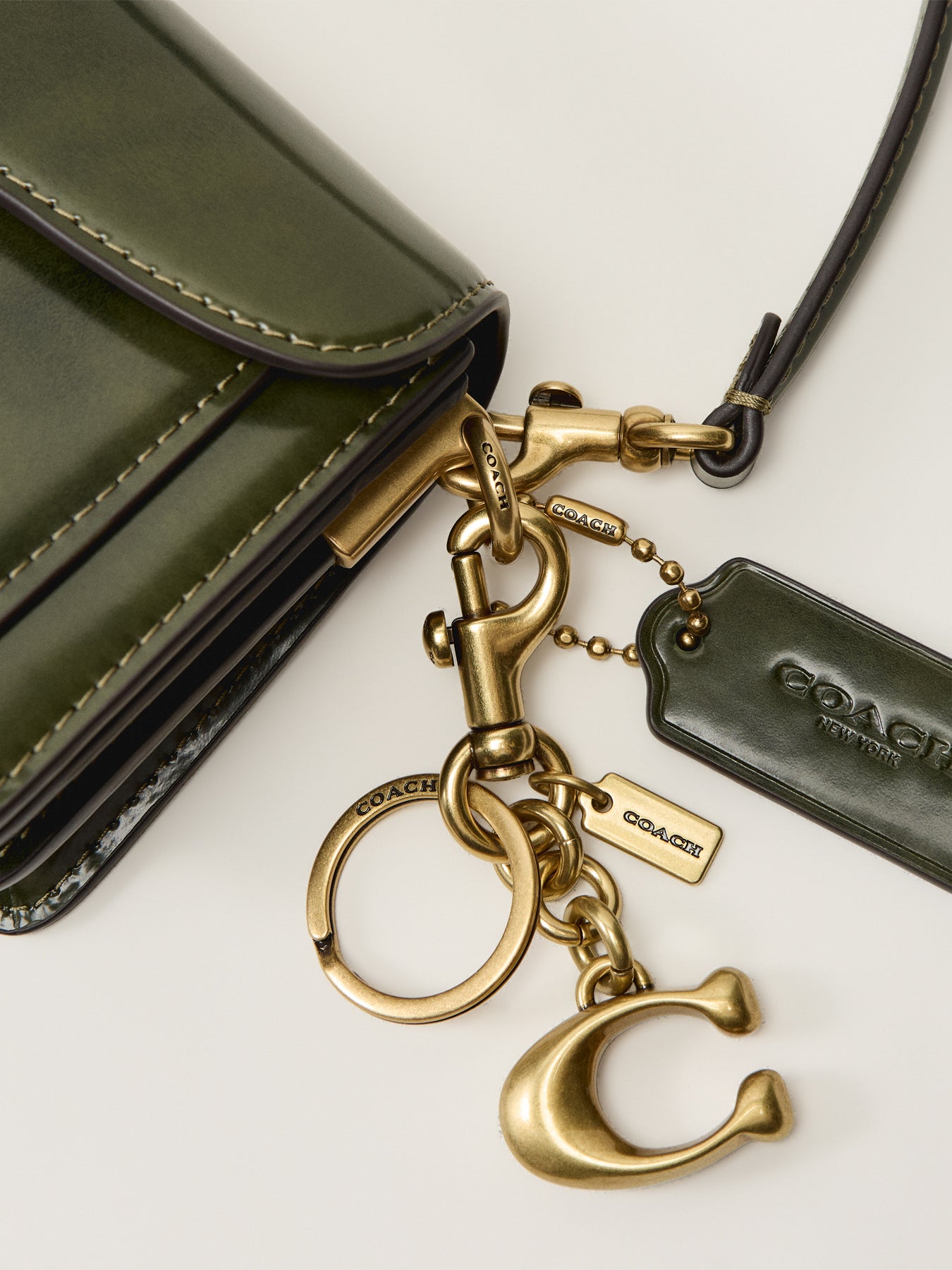 Solid C Bag Charm Brass