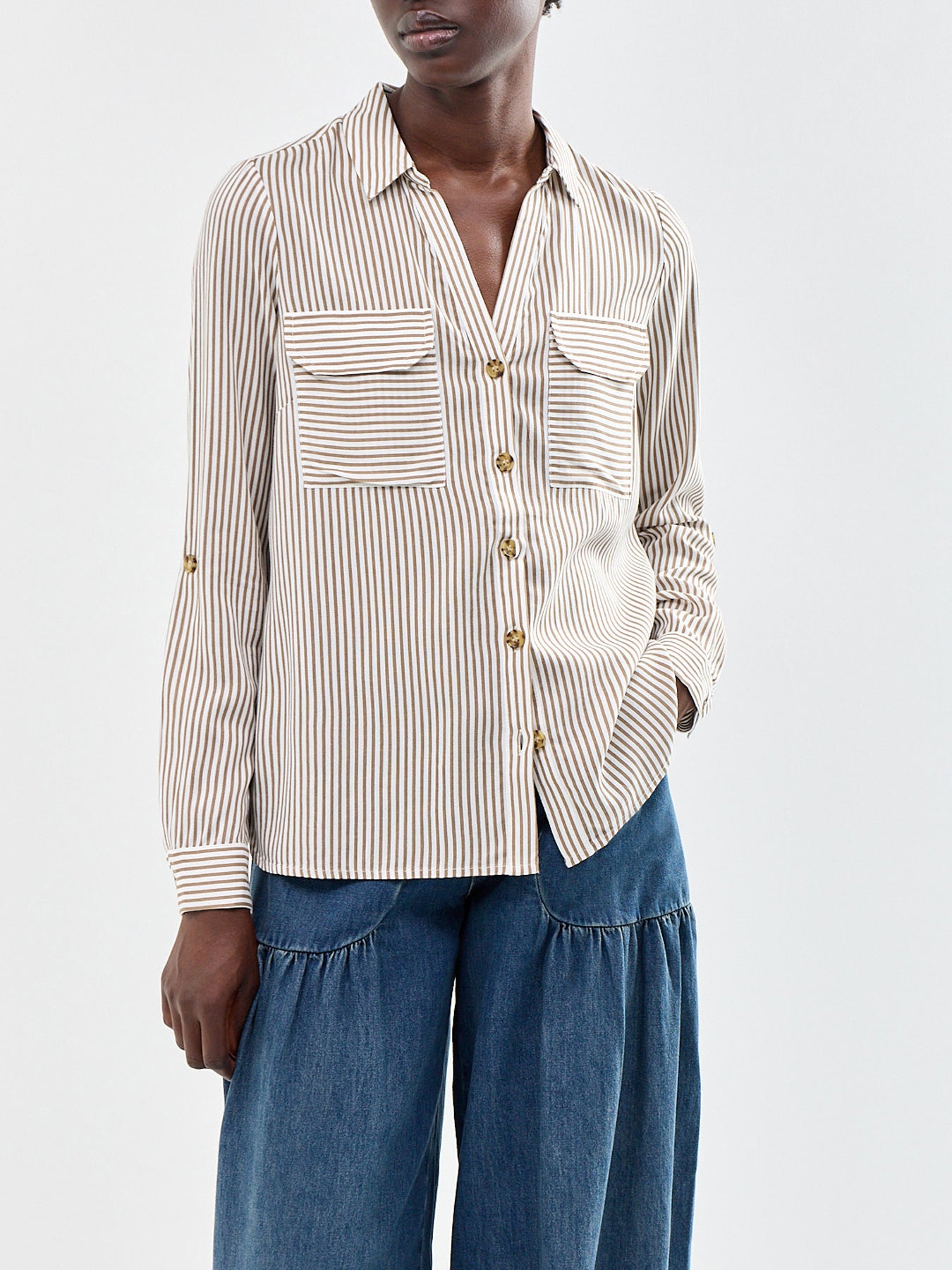 Bumpy Long Sleeve Shirt Brown