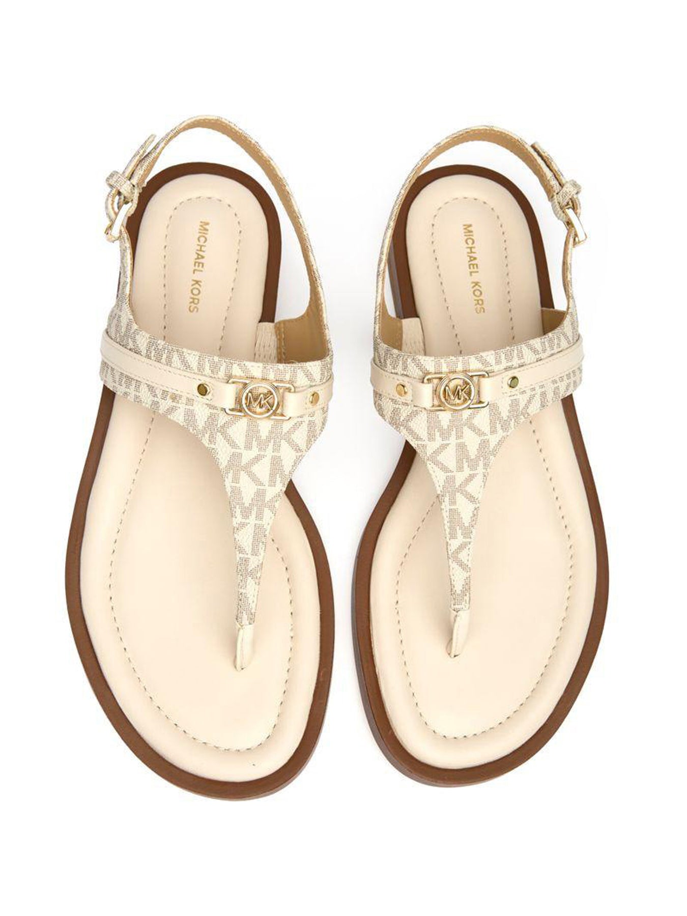Mandy Thong Leather Sandals Cream