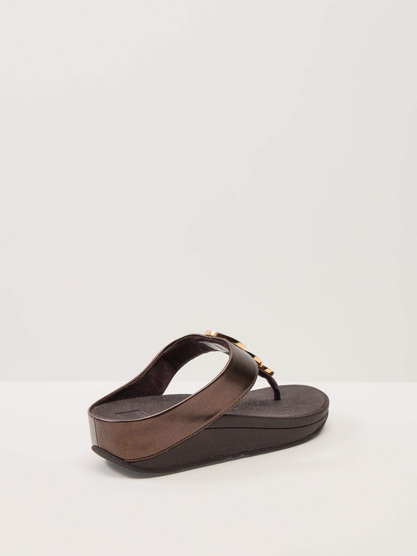 Halo Bead-Circle Metallic Toe-Post Sandals Metallic Chocolate Brown