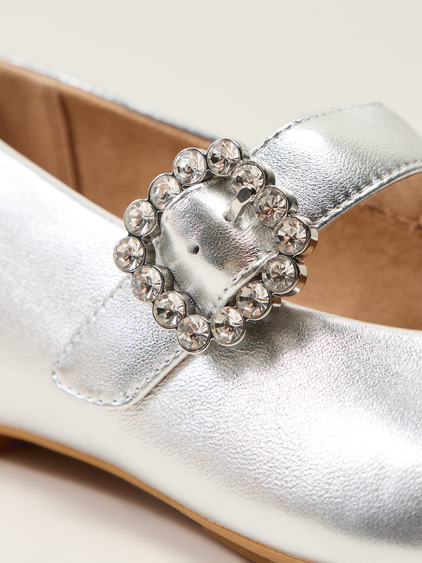 Delicato Crystal-Buckle Leather Mary Janes