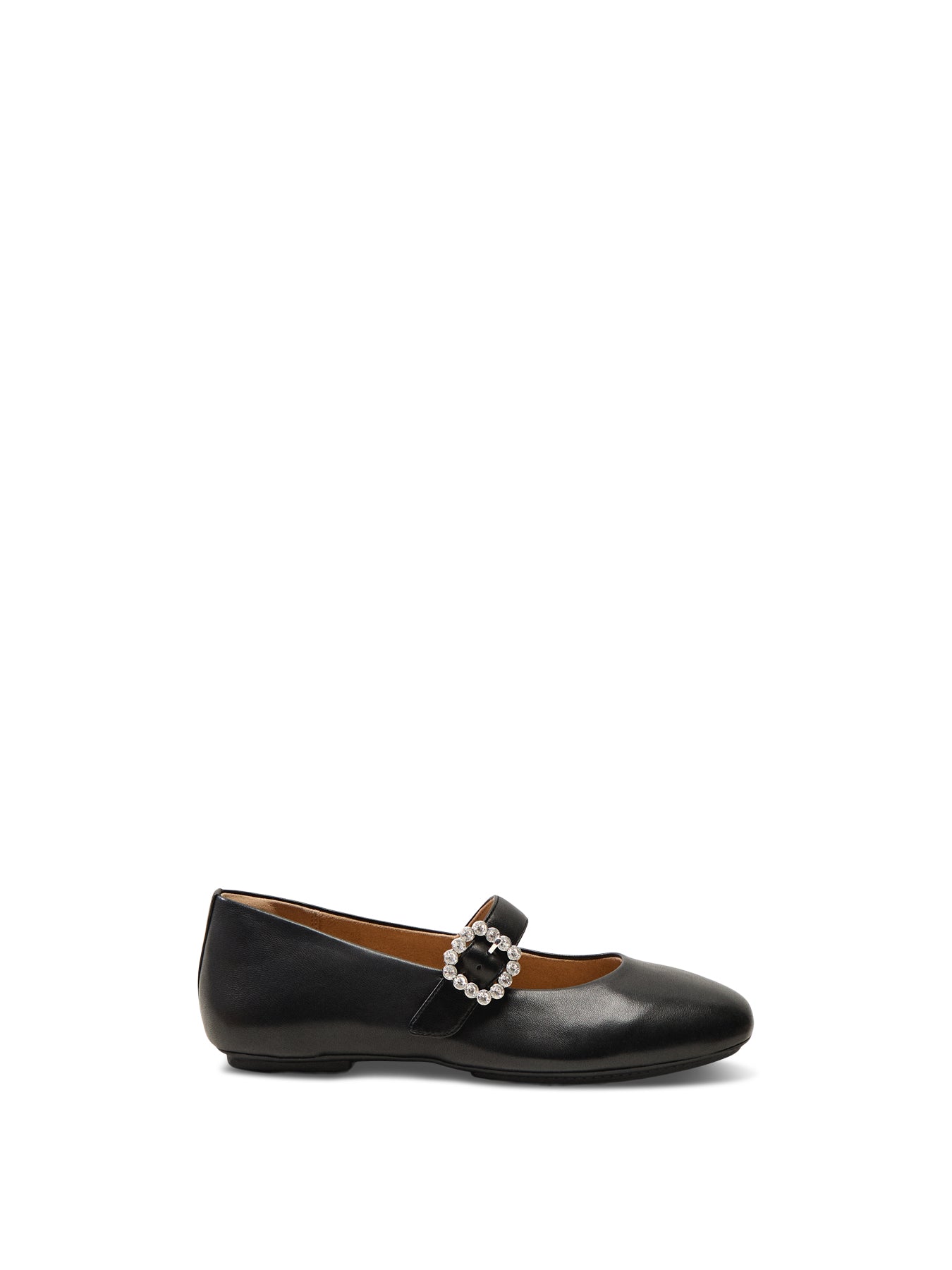 Delicato Crystal-Buckle Leather Mary Janes Black