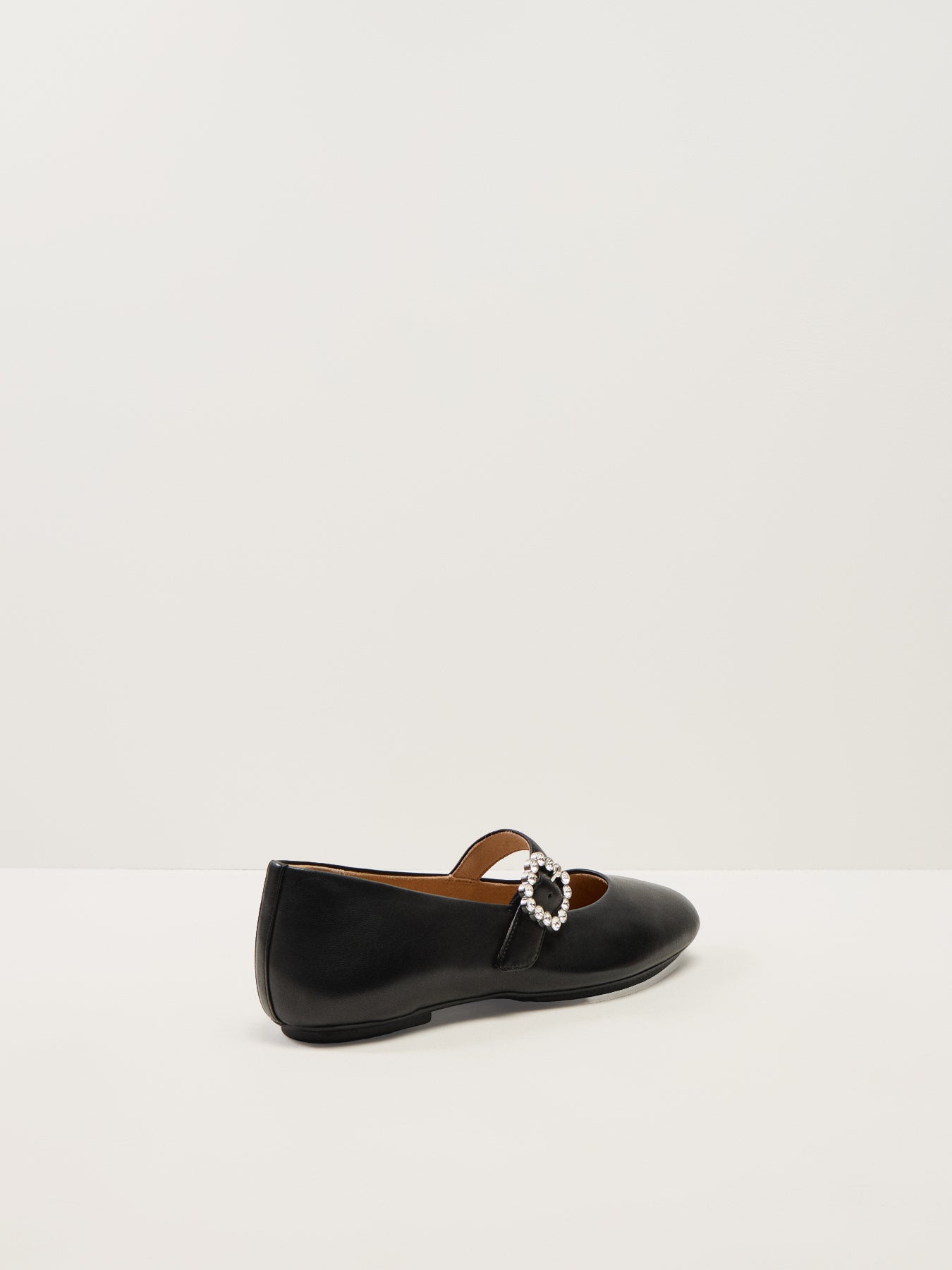 Delicato Crystal-Buckle Leather Mary Janes Black