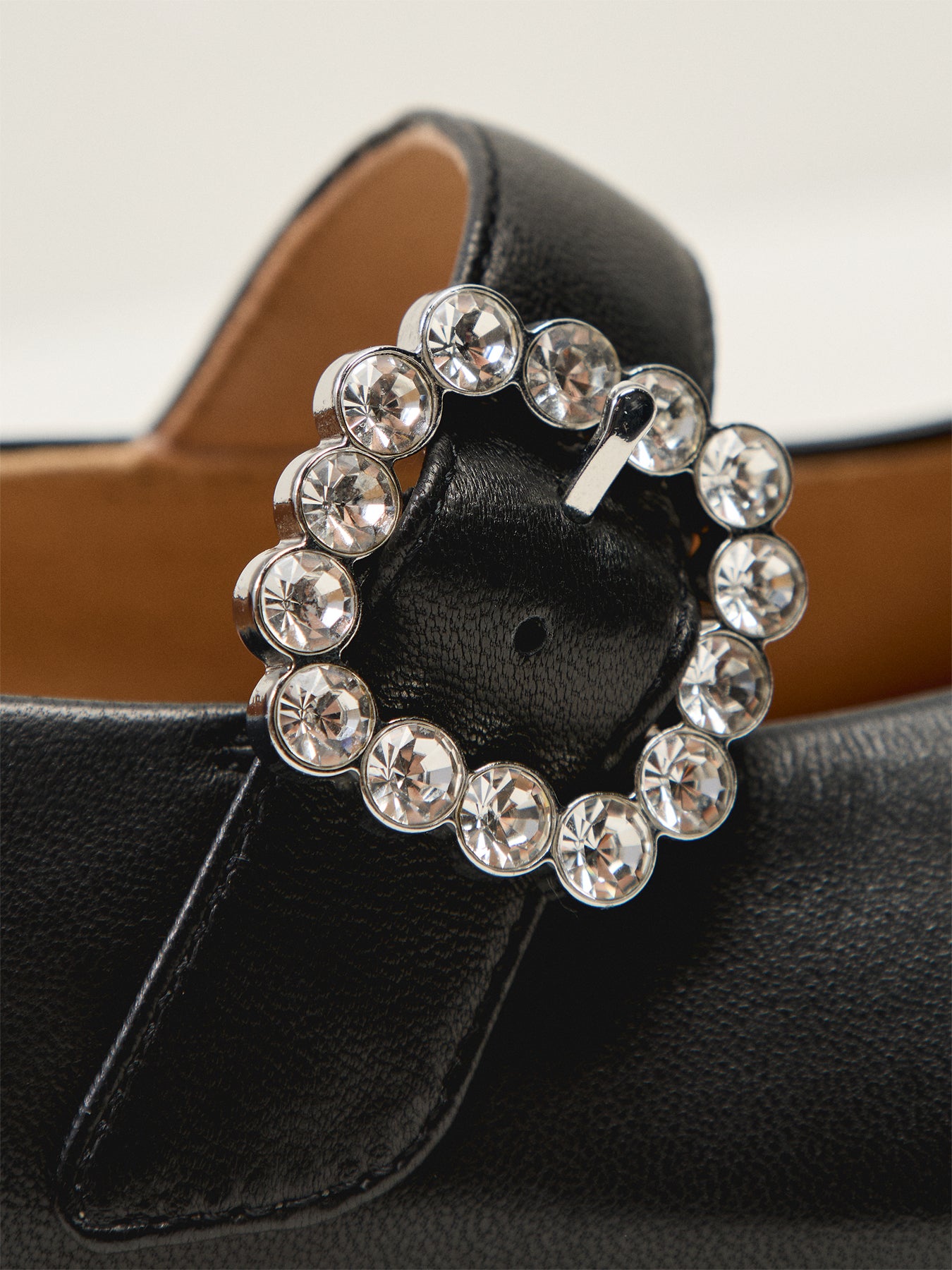 Delicato Crystal-Buckle Leather Mary Janes Black