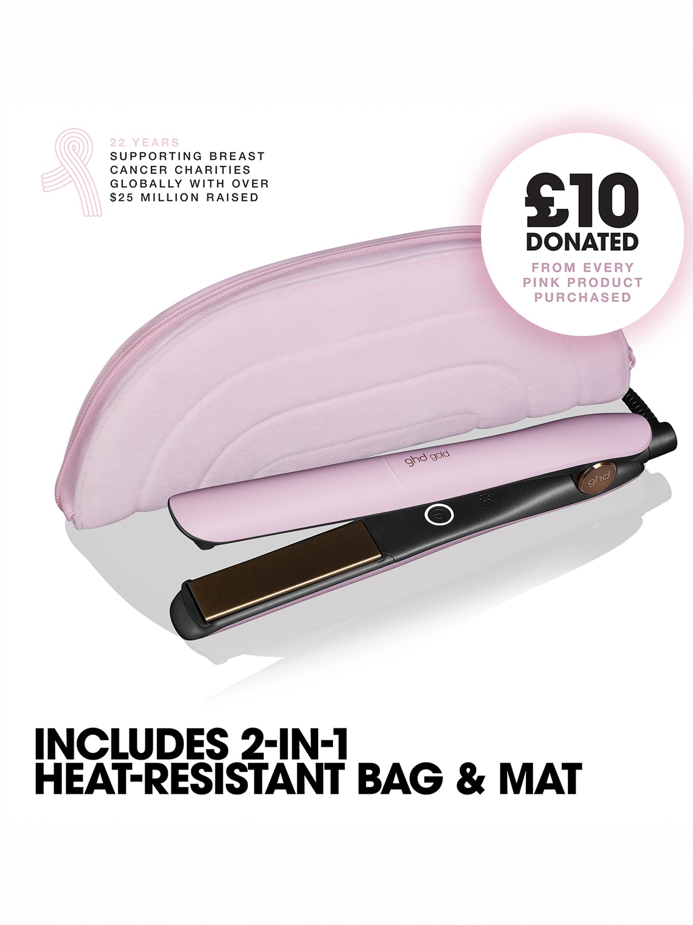 Gold Charity Limited Edition Hair Straightener in Pink Sorbet