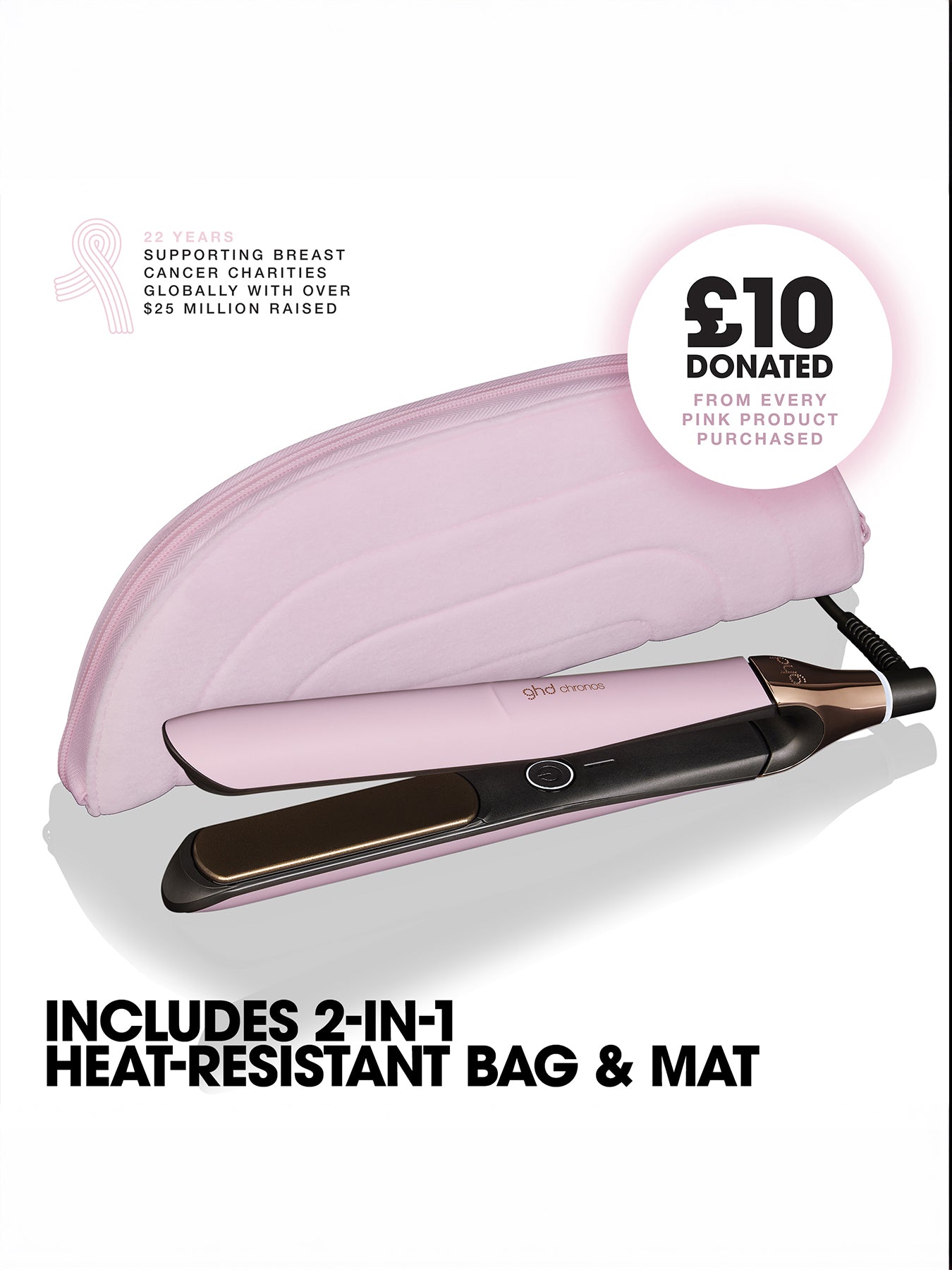 Chronos Charity Limited Edition Hair Straightener in Pink Sorbet