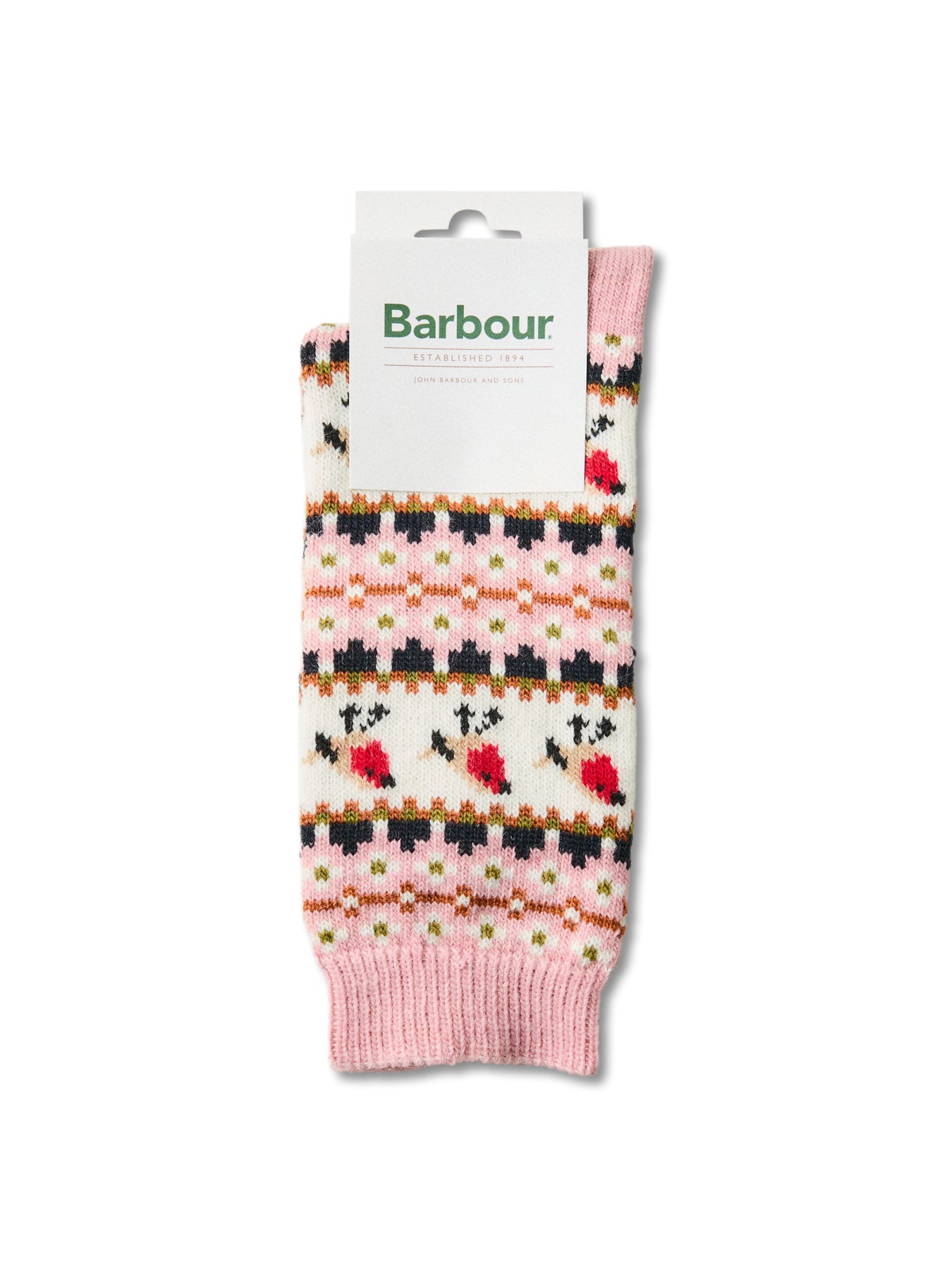 Robin Fair Isle Sock Pink