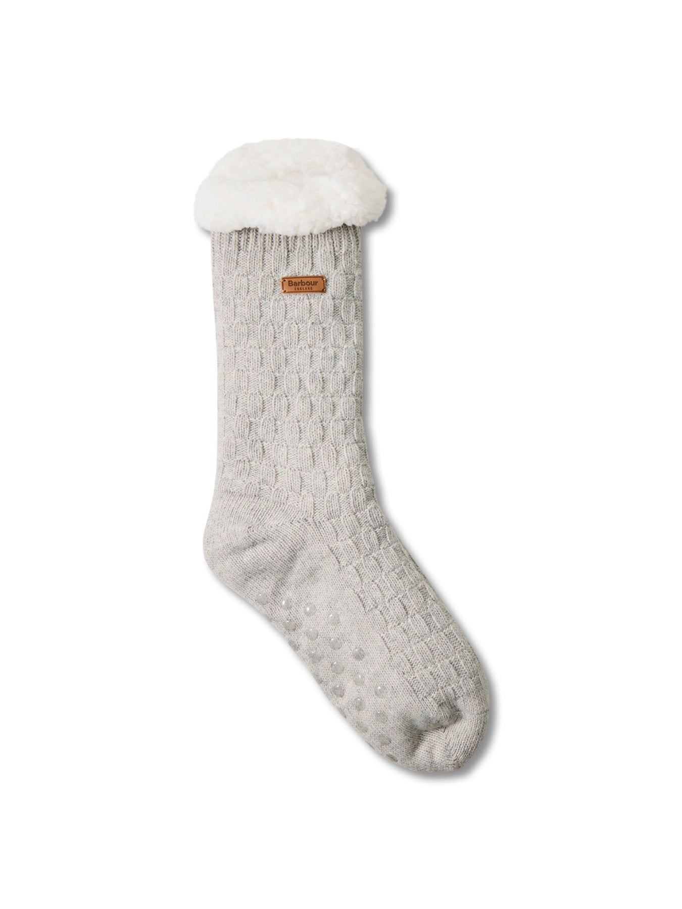 Cable Knit Lounge Socks Light Grey Marl